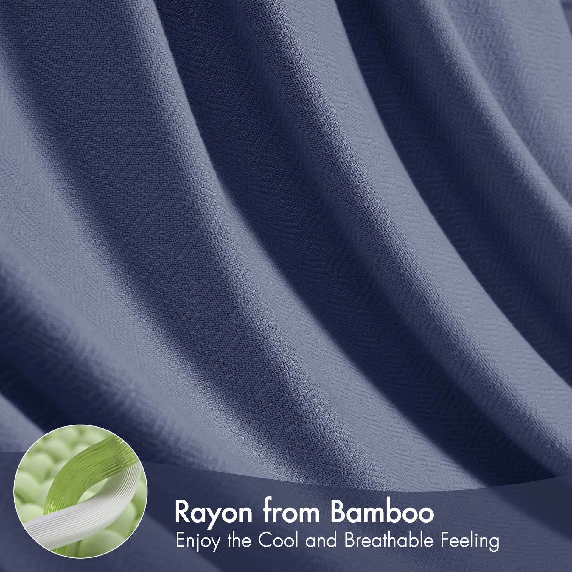 1-Piece King Rayon from Bamboo Cotton Blanket, Navy