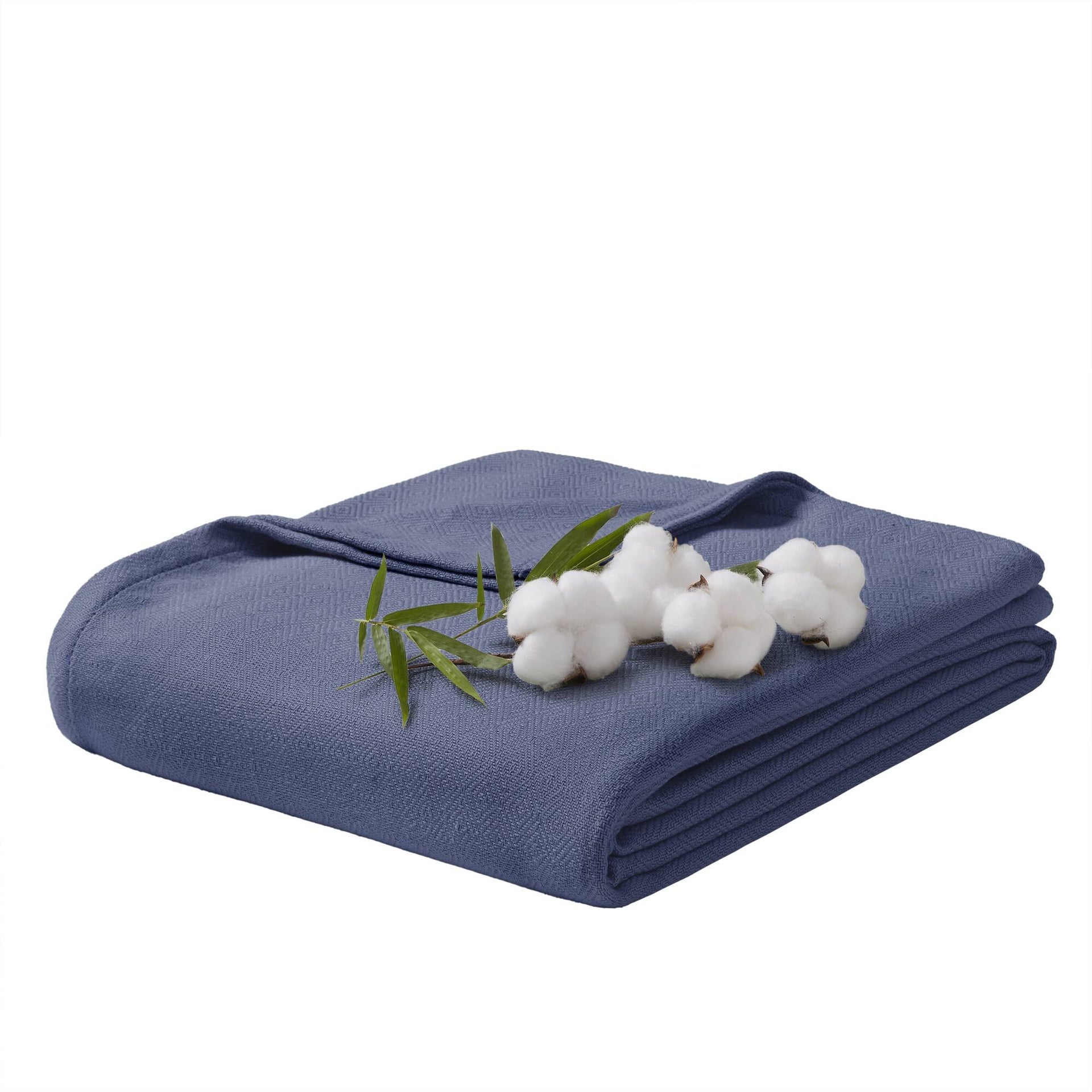 1-Piece King Rayon from Bamboo Cotton Blanket, Navy
