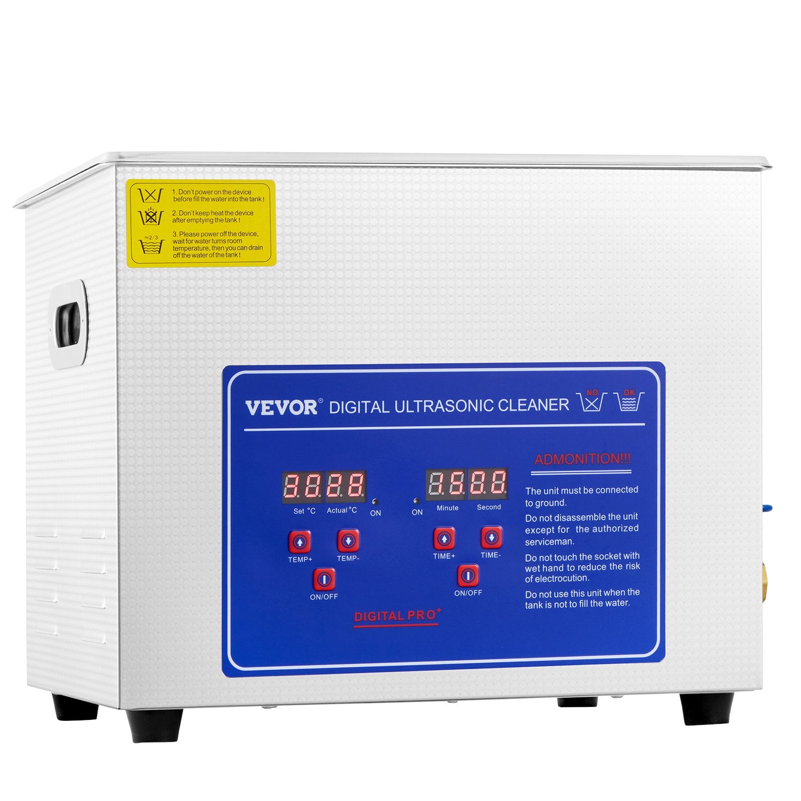 Professional Ultrasonic Cleaner, 10L Ultrasonic Jewelry Cleaner with Digital Timer & Heater, Stainless Steel Industrial Sonic Cleaner 40kHz for Glasses, Watches, Rings, Small Parts