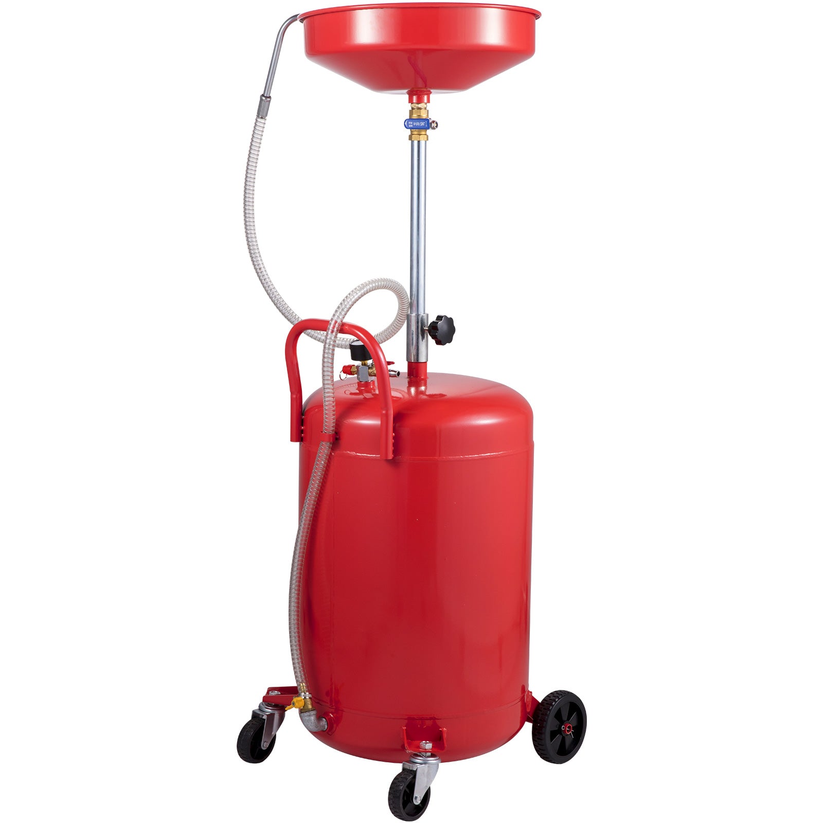 Waste Oil Drain Tank 20 Gallon Portable Oil Drain Air Operated Drainer Oil Change, Oil Drain Container, Fluid Fuel Transfer Drainage Adjustable Funnel Height, with Wheel for Easy Oil Removal