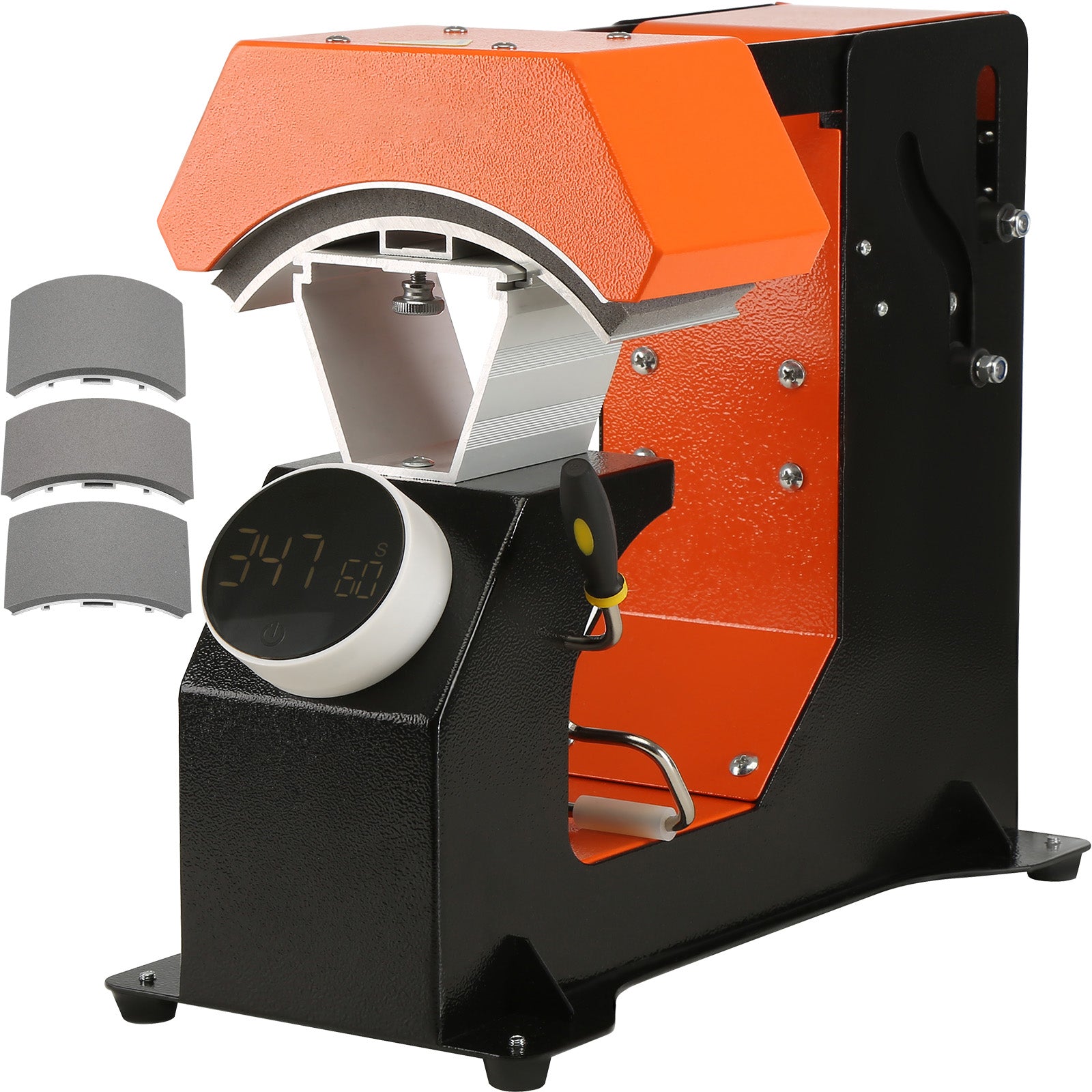 3-in-1 Auto Hat Heat Press with 3pcs Interchangeable Platens(6.6" x 2.7", 6.6" x 3.8", 6.1" x 3"), Automatic Release&Press Knob-Style Digital Control Panel, Heat Transfer Printing for Caps