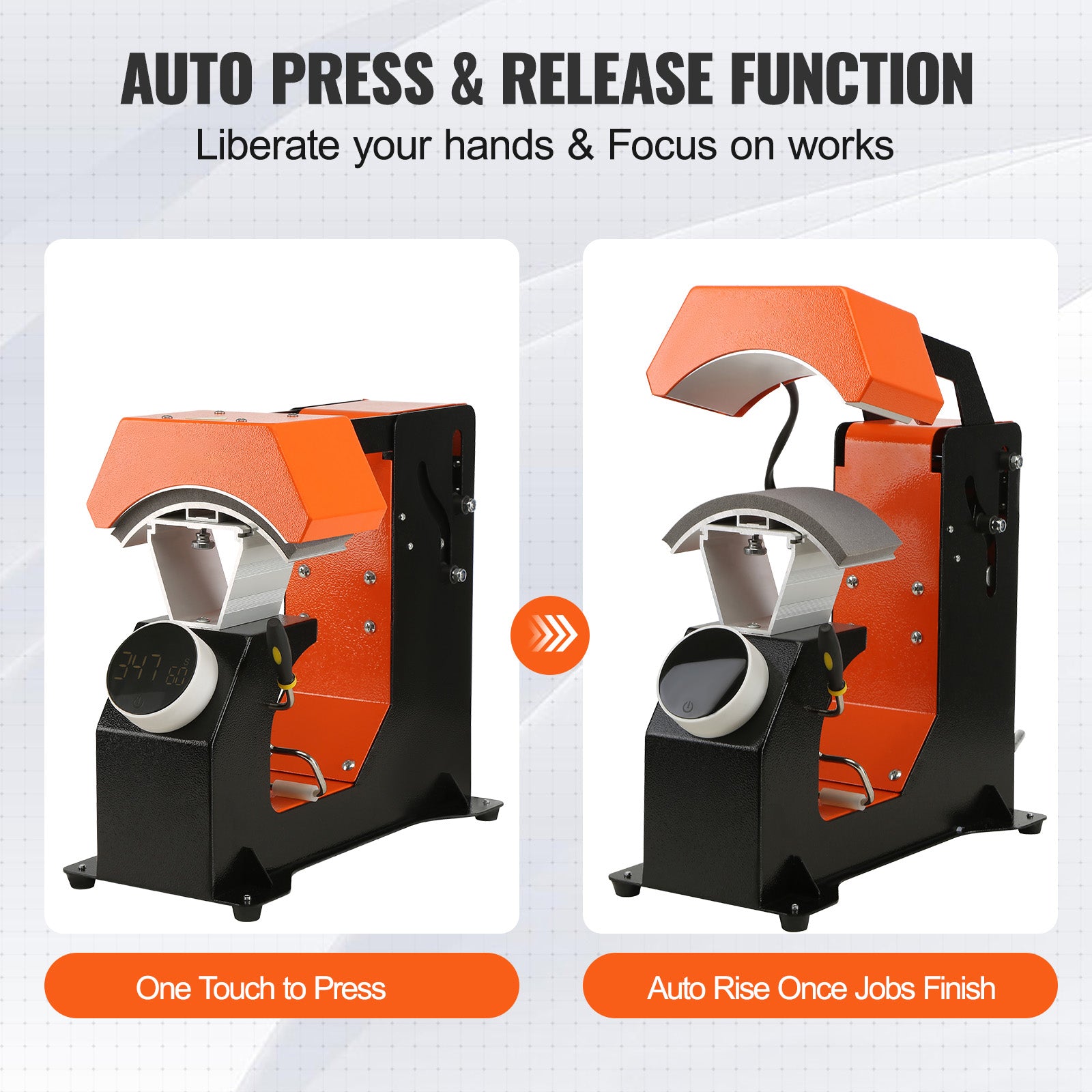 3-in-1 Auto Hat Heat Press with 3pcs Interchangeable Platens(6.6" x 2.7", 6.6" x 3.8", 6.1" x 3"), Automatic Release&Press Knob-Style Digital Control Panel, Heat Transfer Printing for Caps