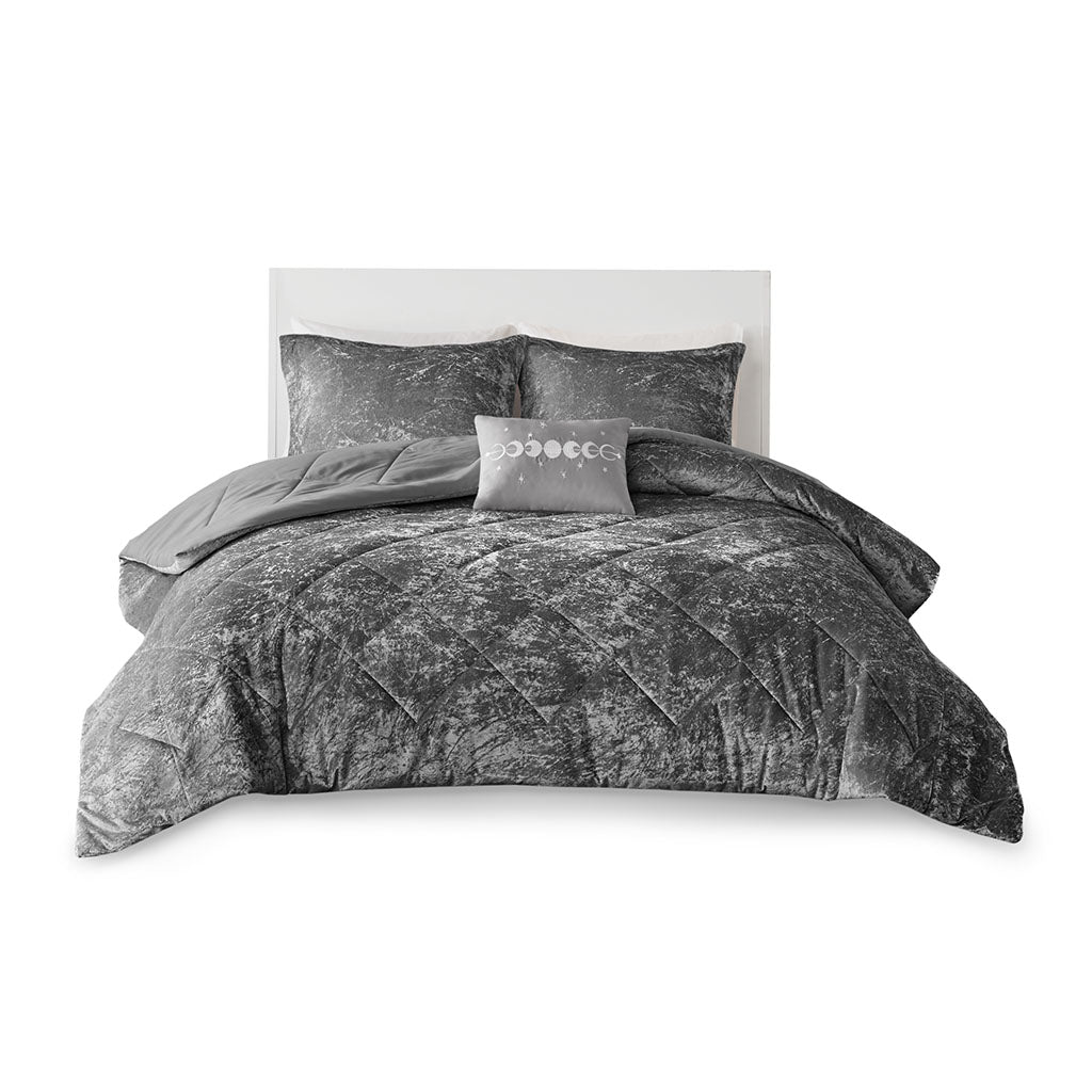 Full/Queen Velvet Comforter Set with Throw Pillow