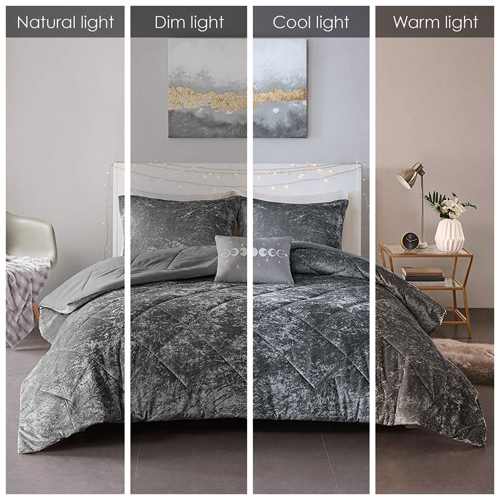 Full/Queen Velvet Comforter Set with Throw Pillow