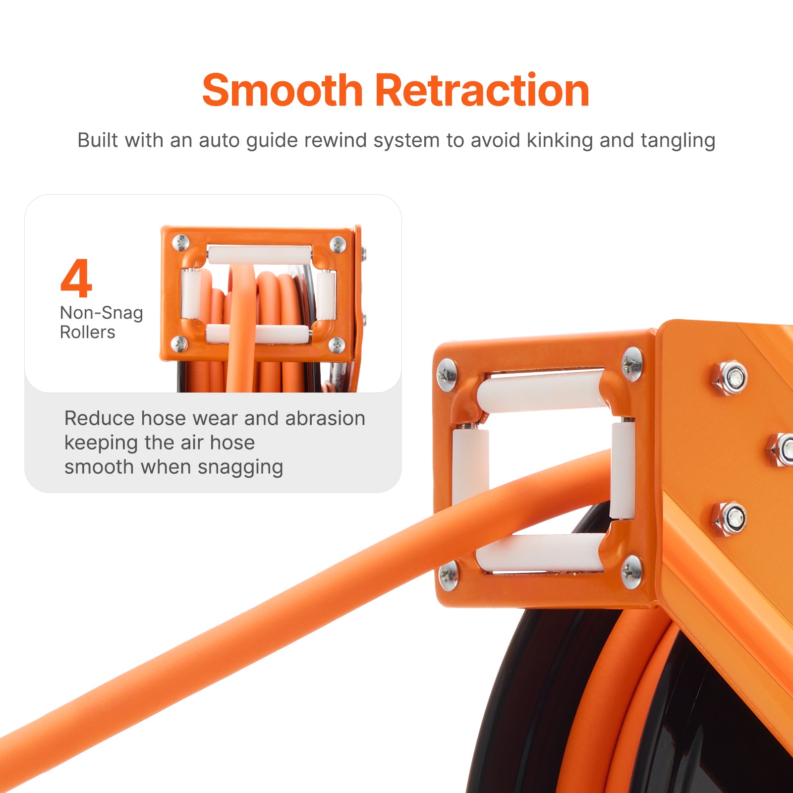 Retractable Air Hose Reel 3/8 IN x 50FT Rubber Air Hose Reel Max 300 PSI