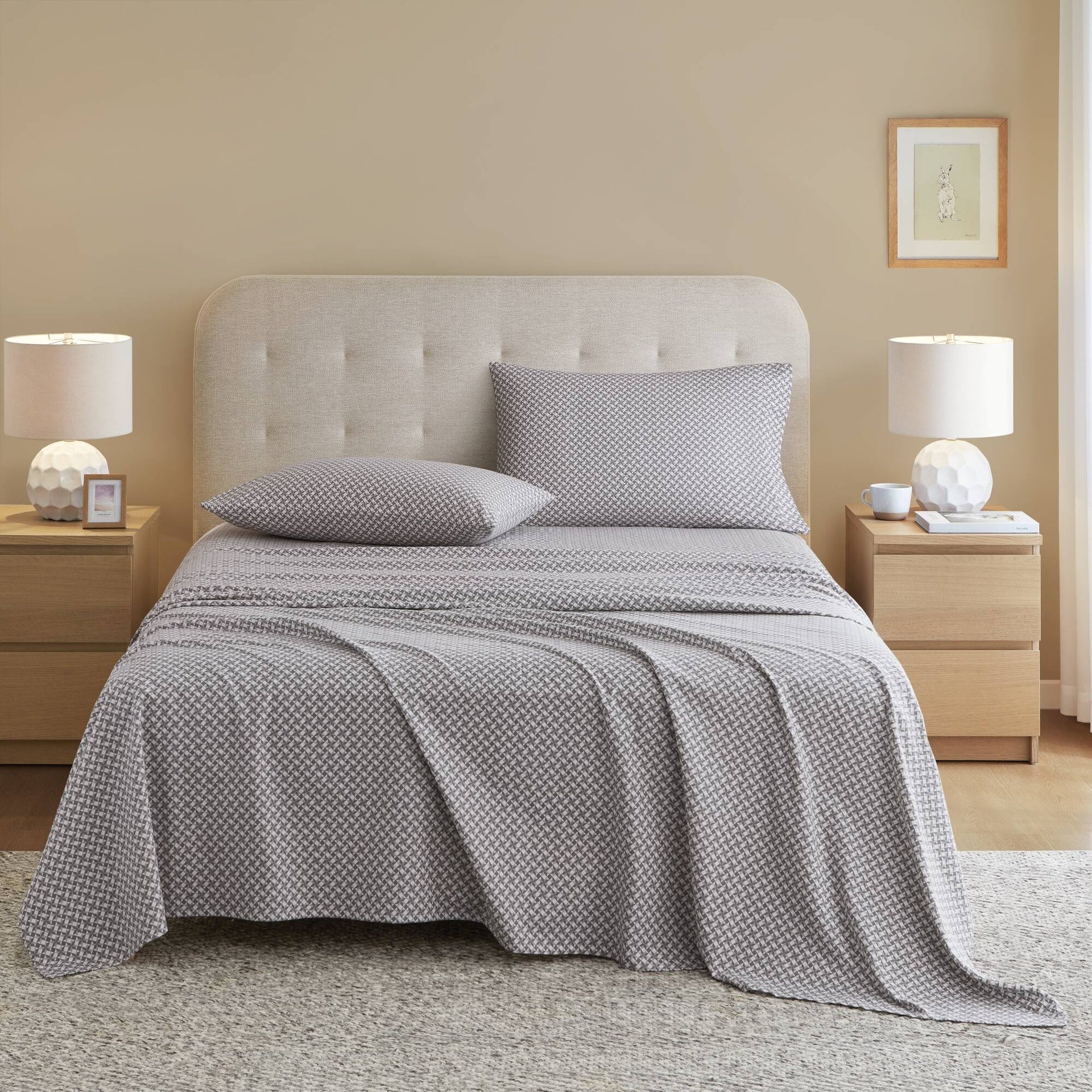 4-Piece Full 100% Cotton Flannel Printed Sheet Set,Snowflake