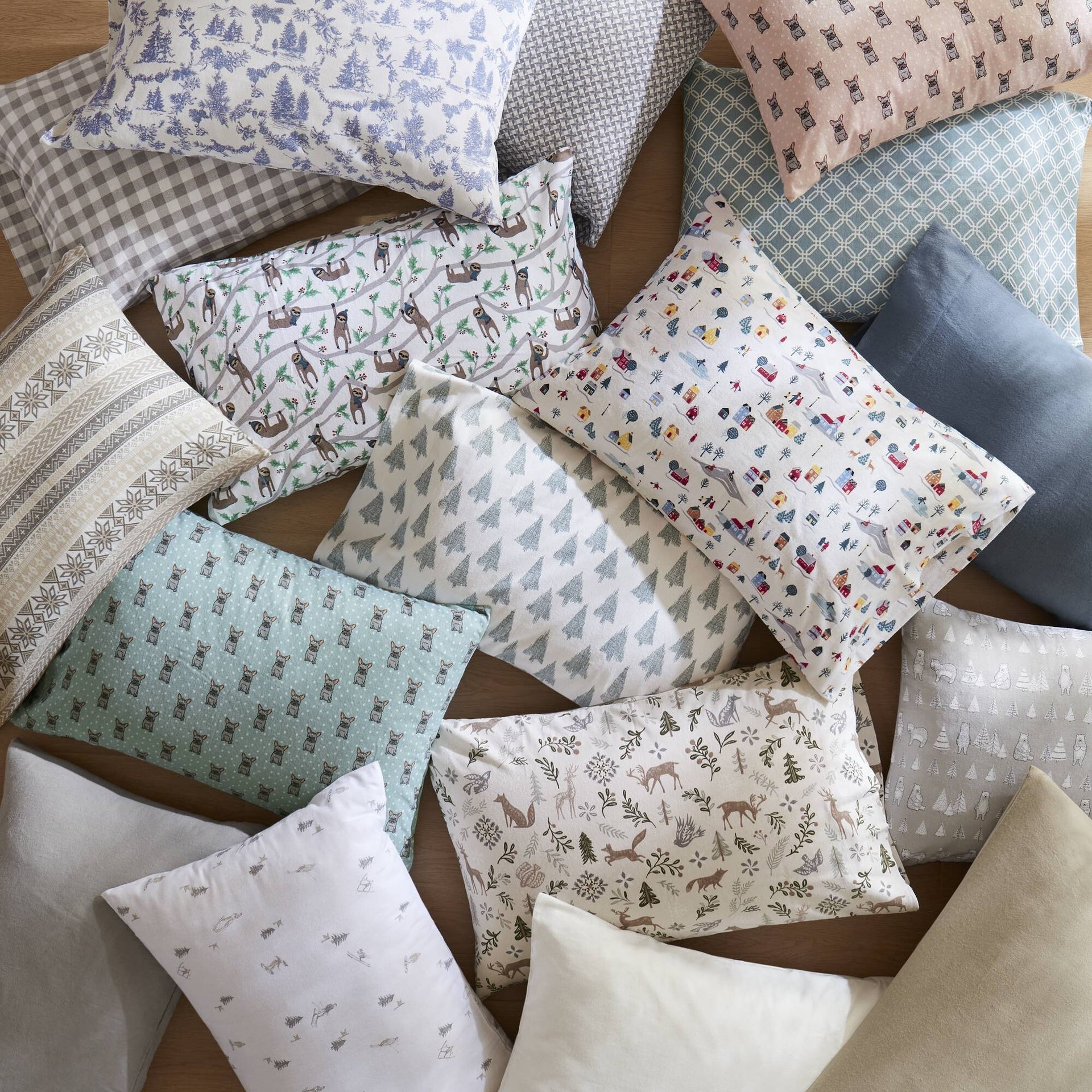 4-Piece Full 100% Cotton Flannel Printed Sheet Set,Snowflake