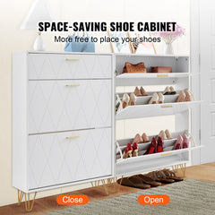 Shoe Cabinet with 3 Flip Drawers, Shoe Storage Cabinet for Entryway, Free Standing Shoe Storage Organizer for Heels, Boots, Slippers in Hallway, Living Room