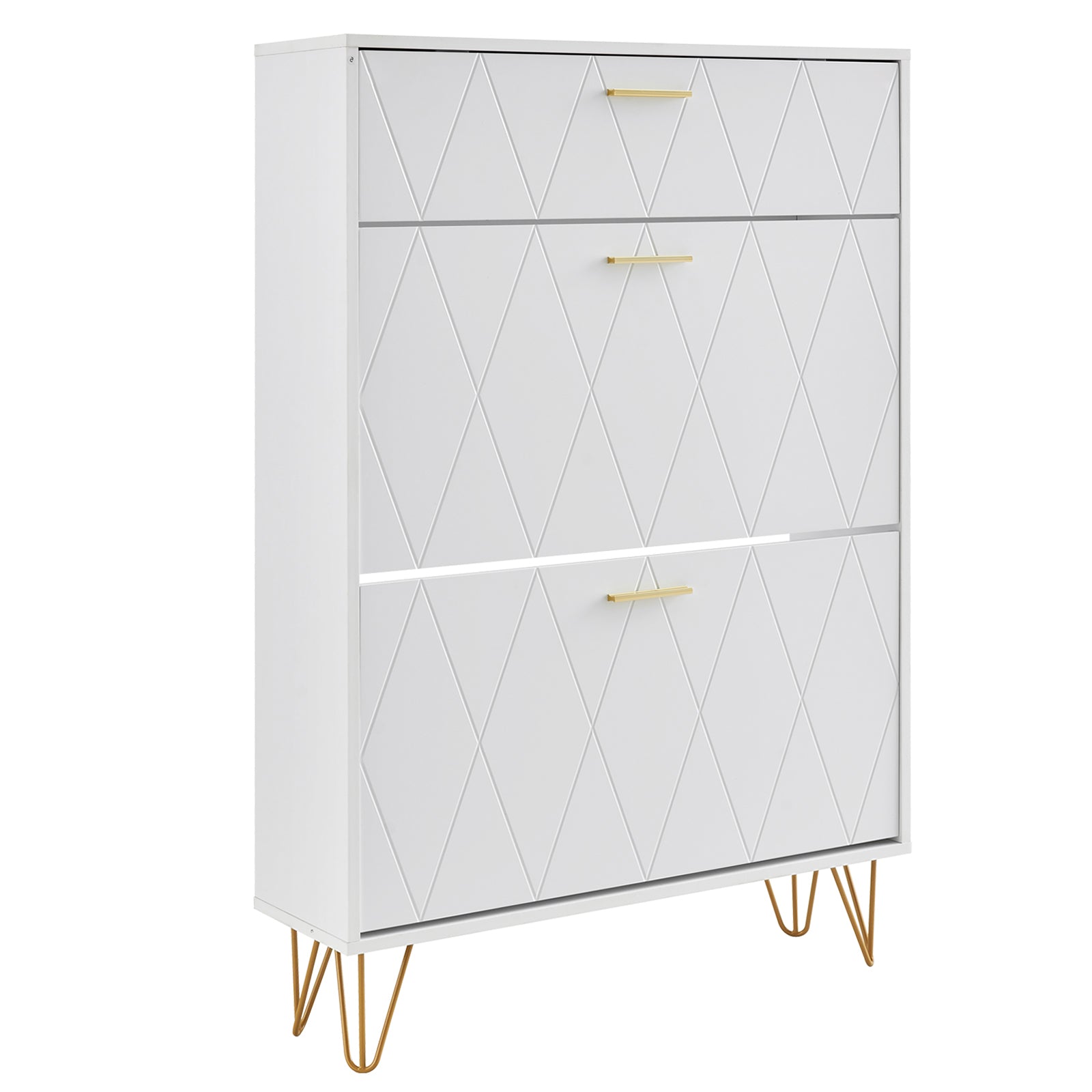 Shoe Cabinet with 3 Flip Drawers, Shoe Storage Cabinet for Entryway, Free Standing Shoe Storage Organizer for Heels, Boots, Slippers in Hallway, Living Room