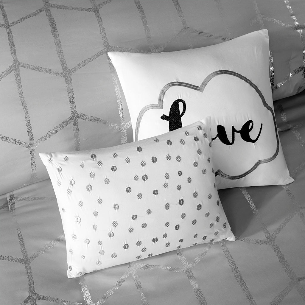 Full/Queen Metallic Printed Comforter Set