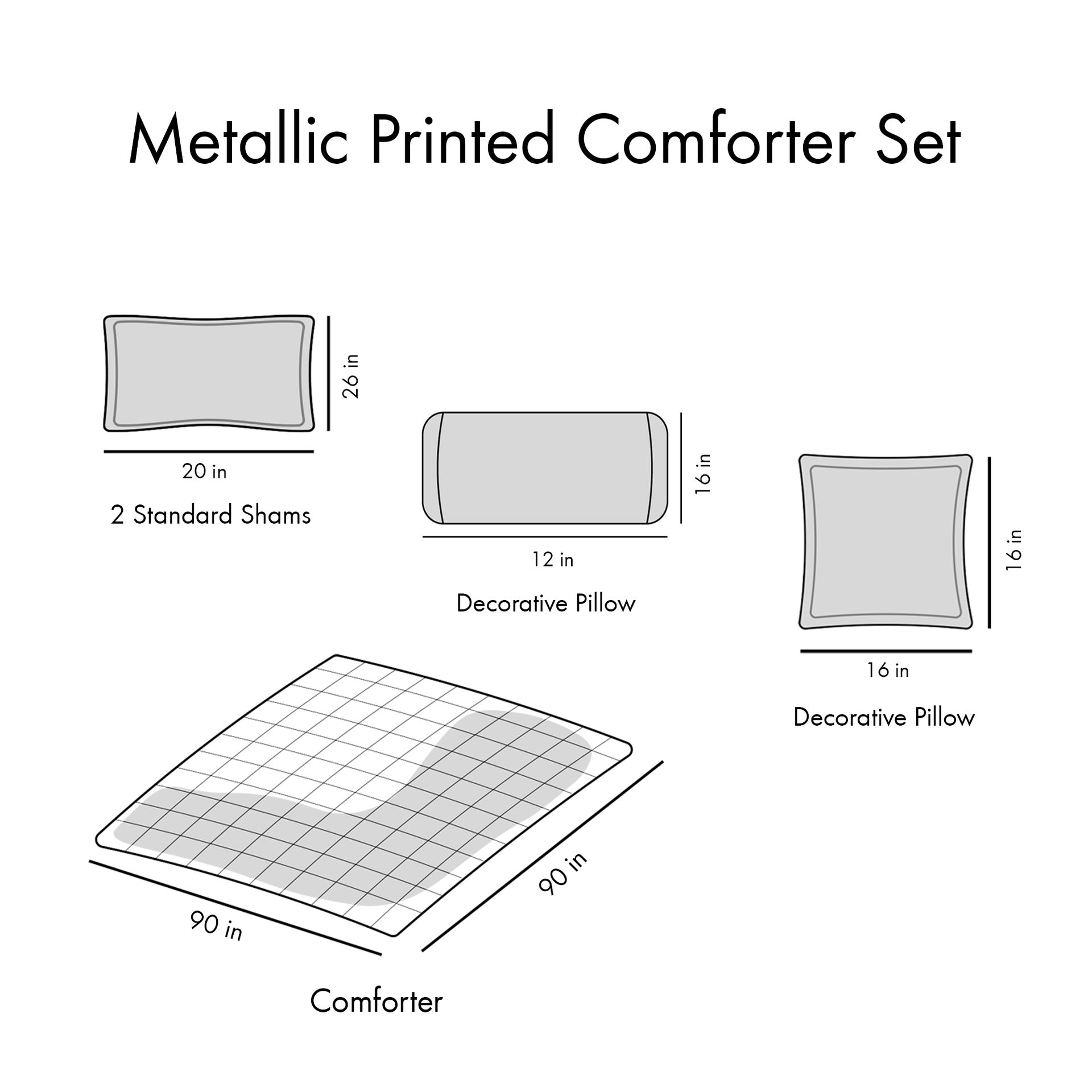Full/Queen Metallic Printed Comforter Set