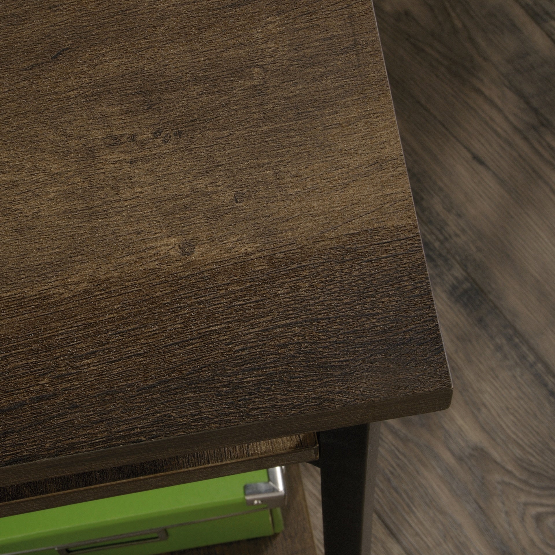 L-Shaped Desk with Rustic Style, Brown finish