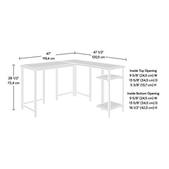 L-Shaped Desk with Rustic Style, Brown finish