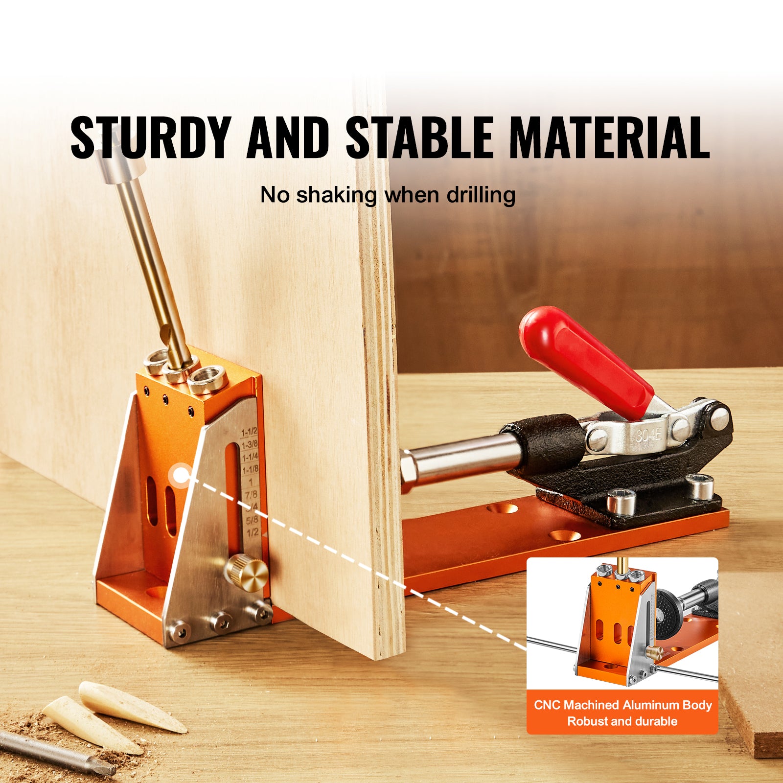 30 Pcs Pocket Hole Jig Kit, Adjustable & Easy to Use Pocket Hole Jig System with Step Drills, Drill Stop Rings, Wrenches, and Square Drive Bits, Dual Scale Marks for DIY Carpentry Projects