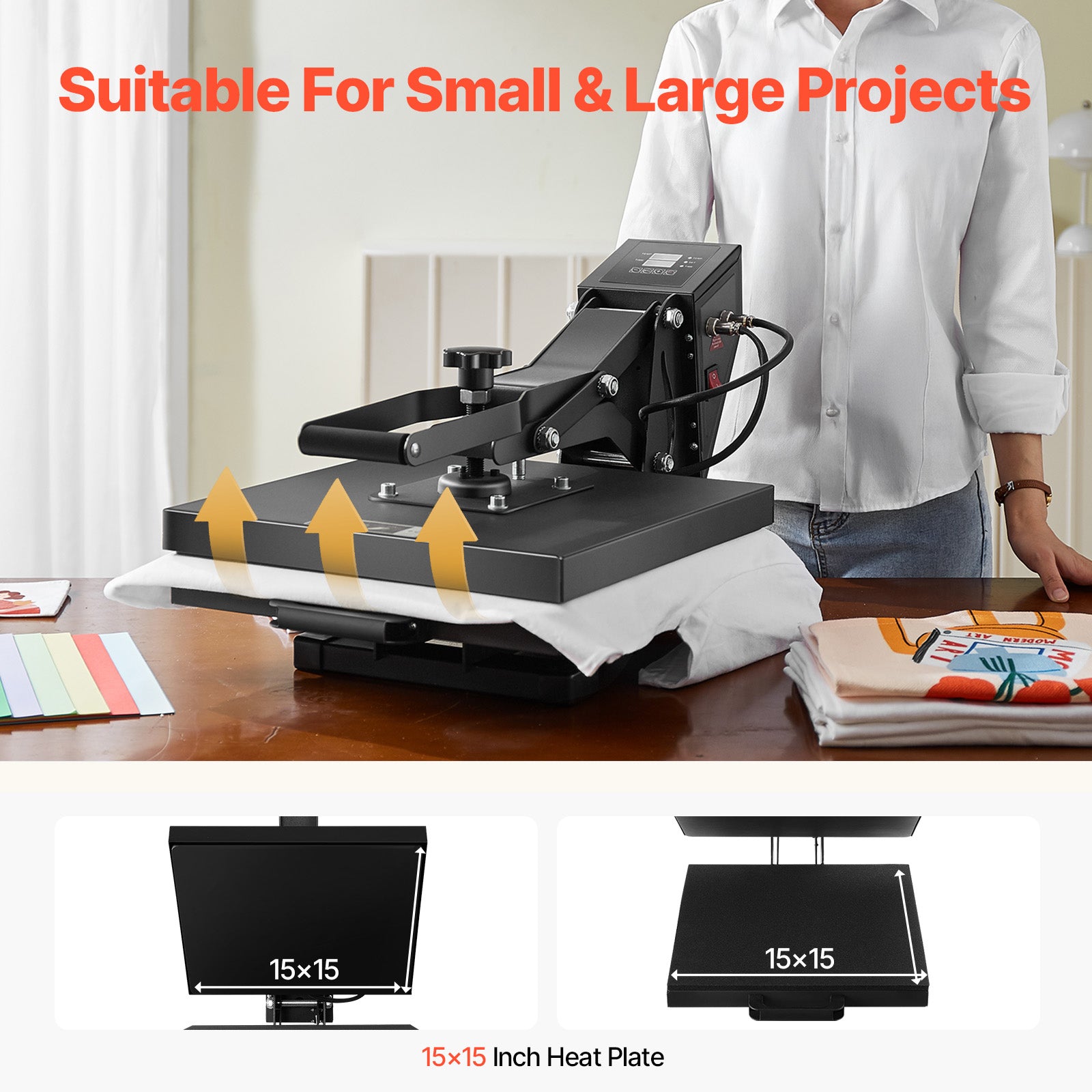 Heat Press Machine 15 x 15 inch Sublimation Printer Transfer for DIY T-shirt