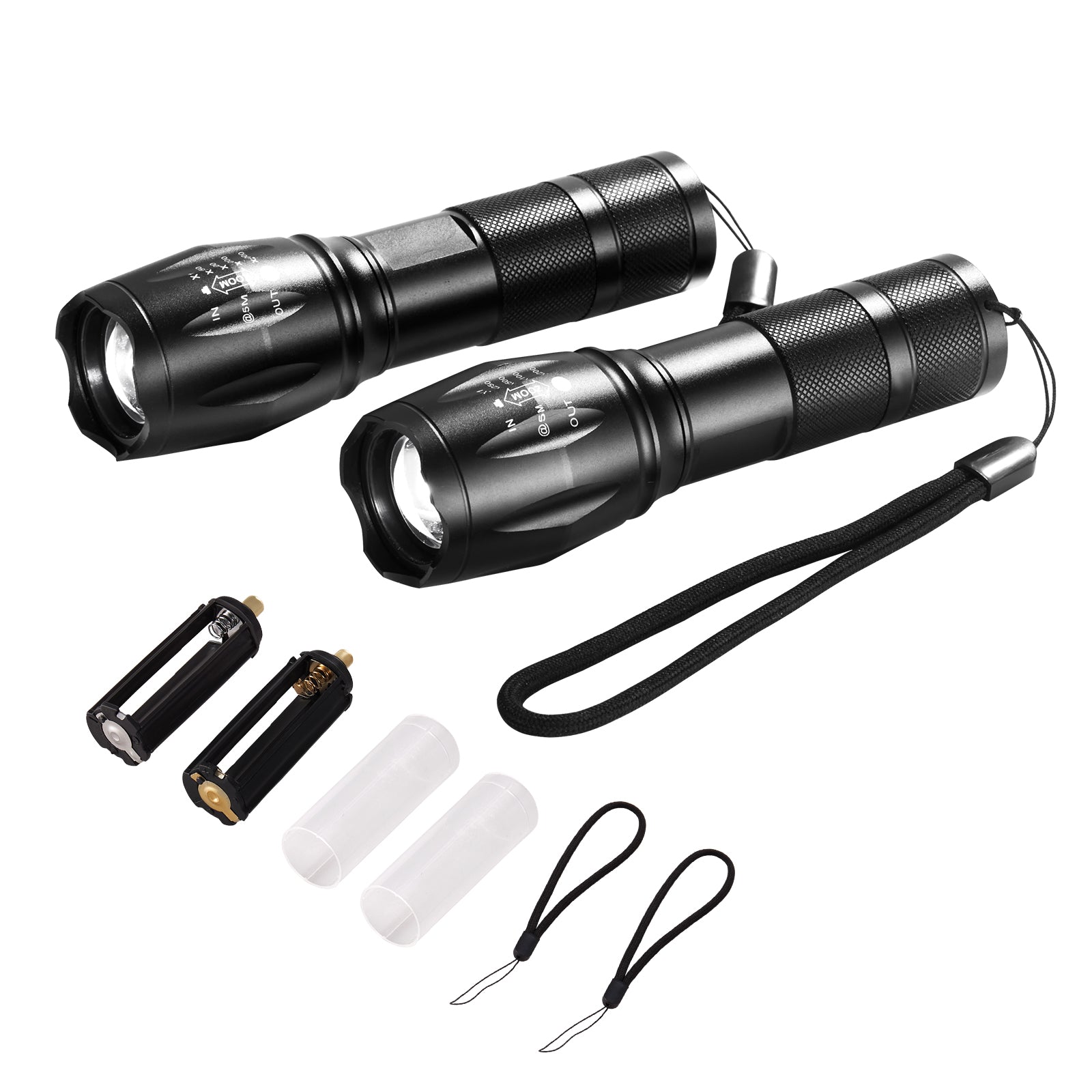 2 Pack Flashlights 2000 High Lumens 5 Modes Adjustable Focus Flashlight