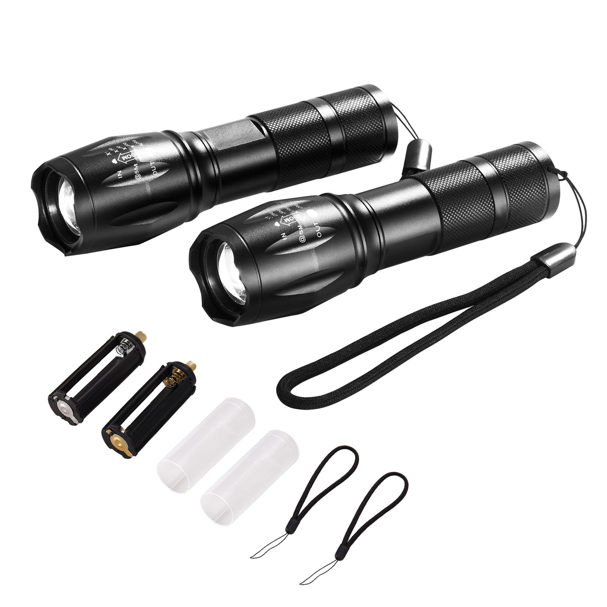 2 Pack Flashlights 2000 High Lumens 5 Modes Adjustable Focus Flashlight