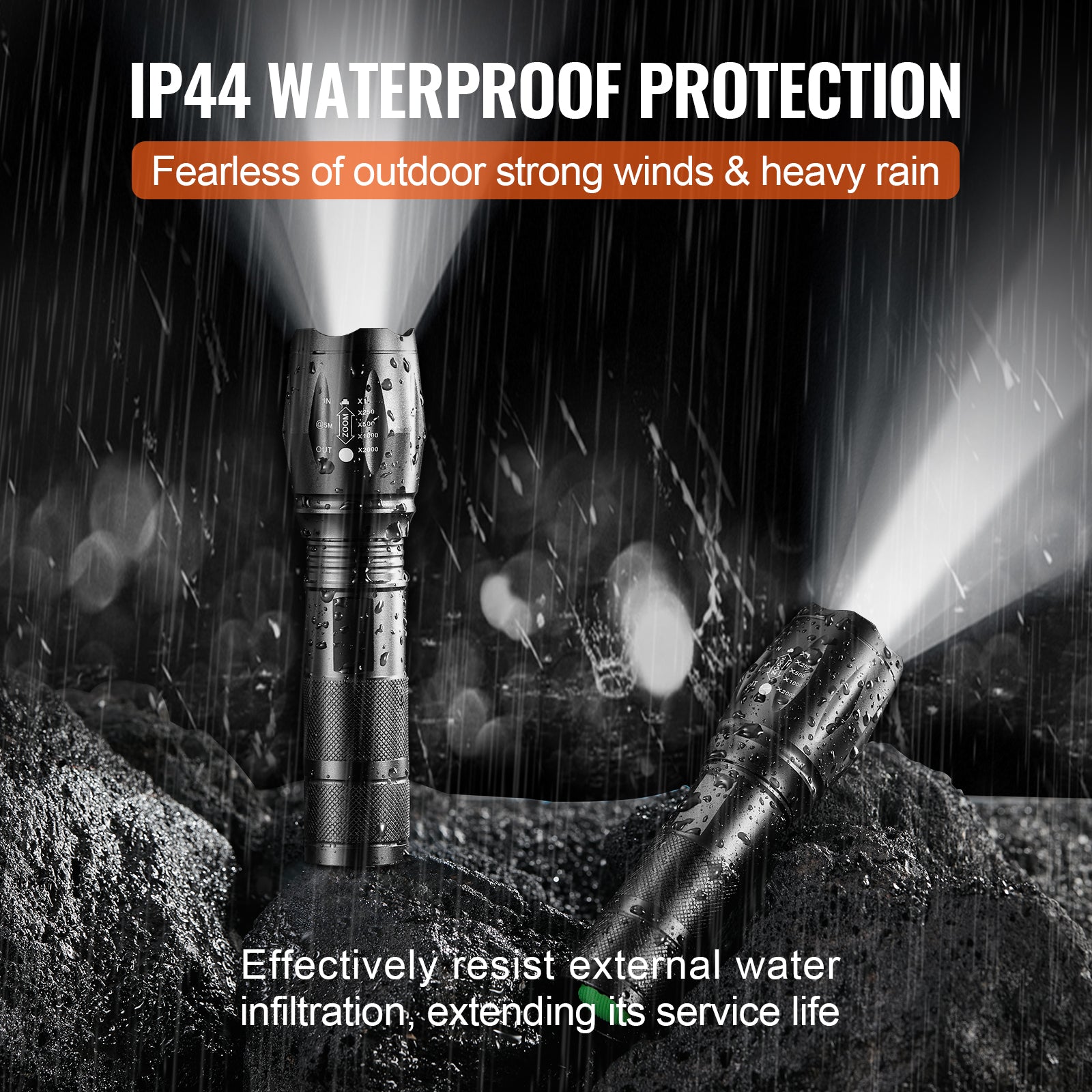 2 Pack Flashlights 2000 High Lumens 5 Modes Adjustable Focus Flashlight