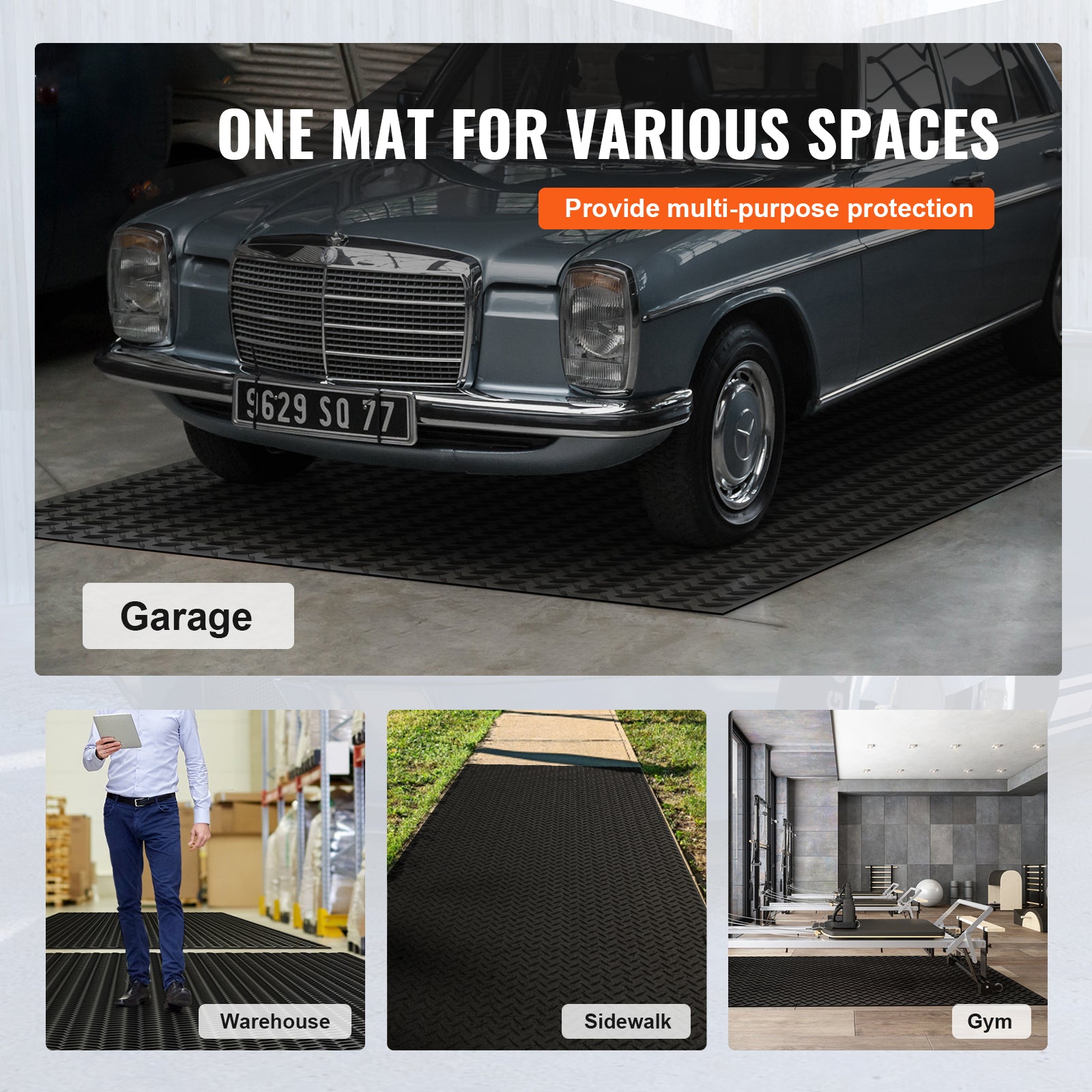 Diamond-Plate Rubber Flooring Roll, 3 mm x 4 ft x 15 ft Garage Floor Mat, SBR Rubber Garage Flooring Roll, Easy to Clean, Diamond Plate Rubber Mat for Under Cars, Garage Industry Gym, Black