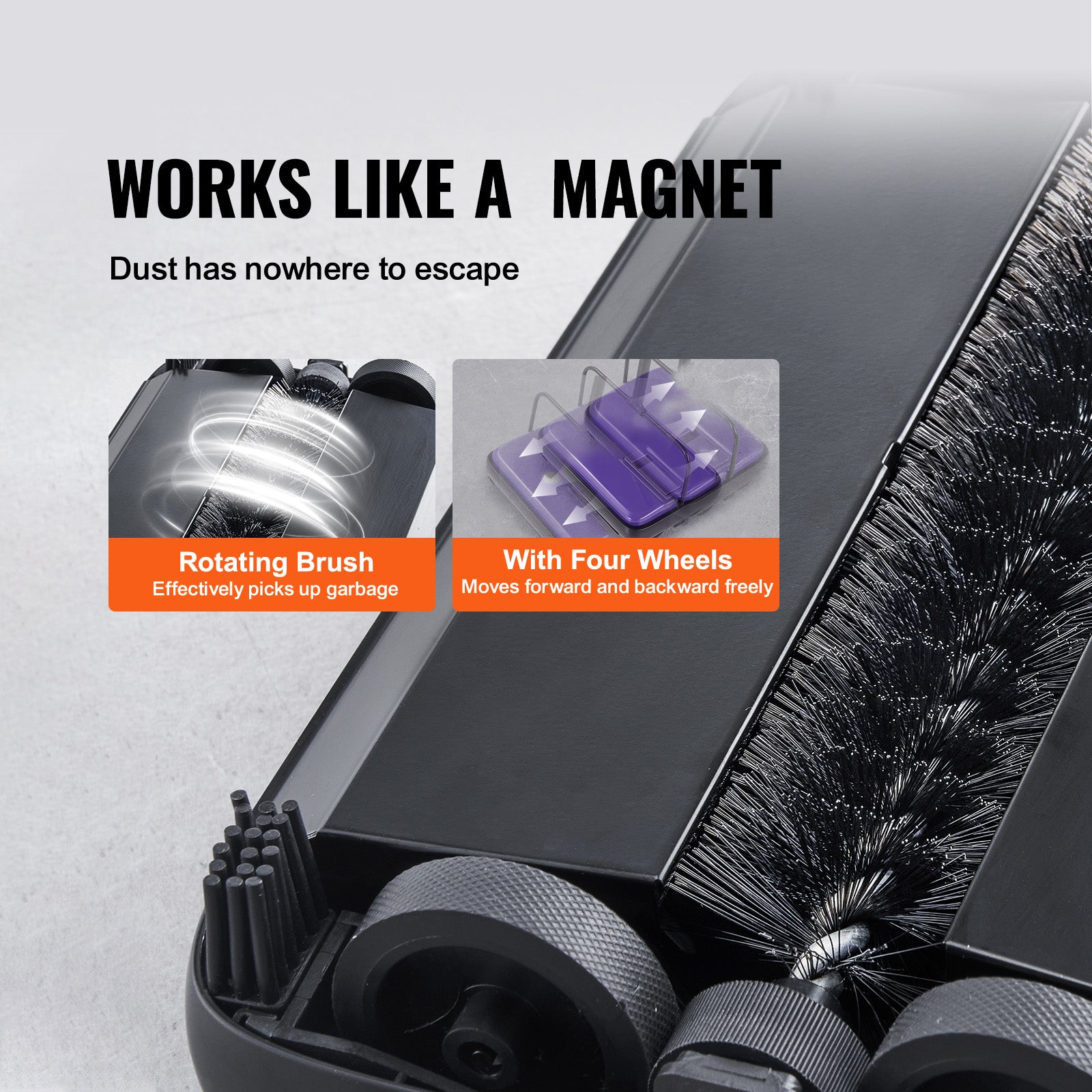 Carpet Sweeper Manual, Floor Sweeper with 300 ml Dustbin Capacity Easy to Empty, 6.7 inch Cleaning Width for Home Office Carpets Pet Hair Dust, Purple