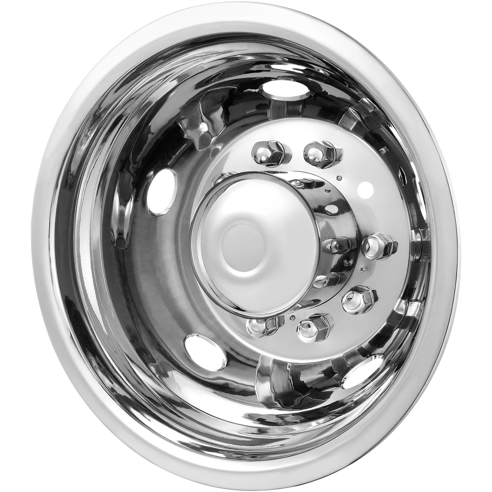 19.5-inch 10 Lug Wheel Simulators, 304 Stainless Steel Wheel Simulator Kit with Mirror Polished Finish, 2 Front and 2 Rear Wheel Covers Fit for For Ford F450/F550 (2005-2020), 4 pcs