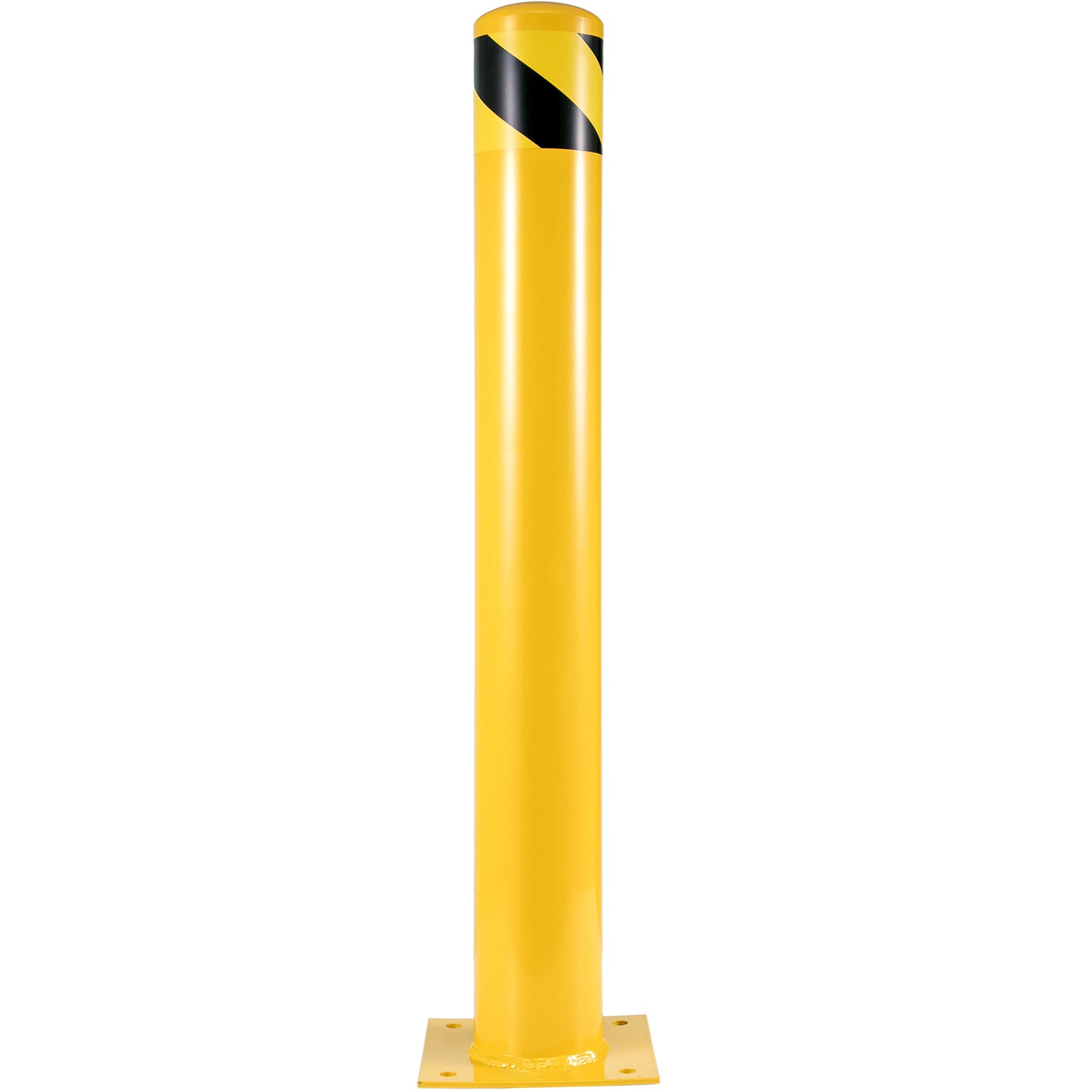 Safety Bollard, 48 Inch Height Bollard Post, 5.5 Inch Diameter Steel Pipe Safety Bollard Post, Yellow Steel Bollard, Steel Safety Bollard with 8 Anchor Bolts, Perfect for Traffic-Sensitive Area