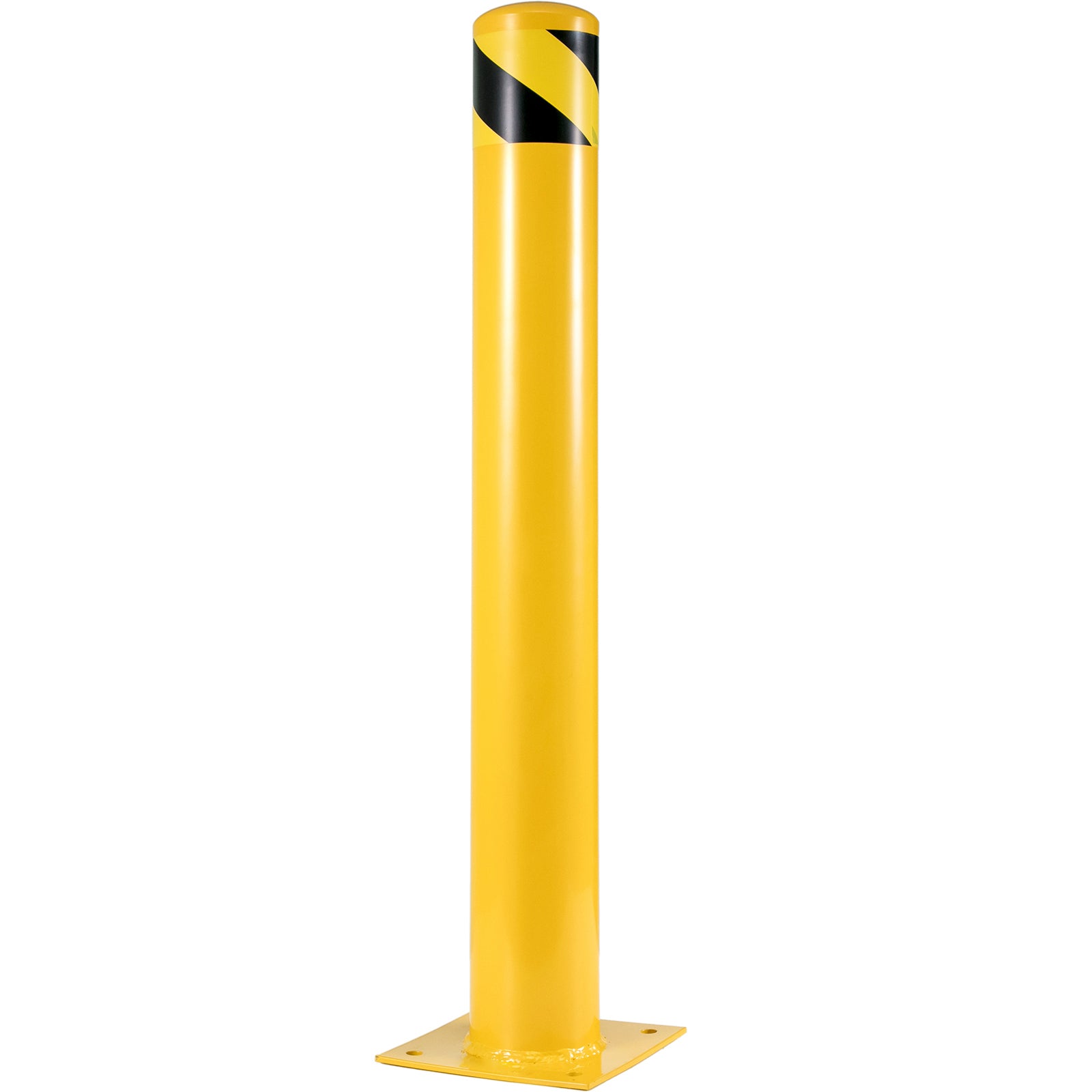 Safety Bollard, 48 Inch Height Bollard Post, 5.5 Inch Diameter Steel Pipe Safety Bollard Post, Yellow Steel Bollard, Steel Safety Bollard with 8 Anchor Bolts, Perfect for Traffic-Sensitive Area
