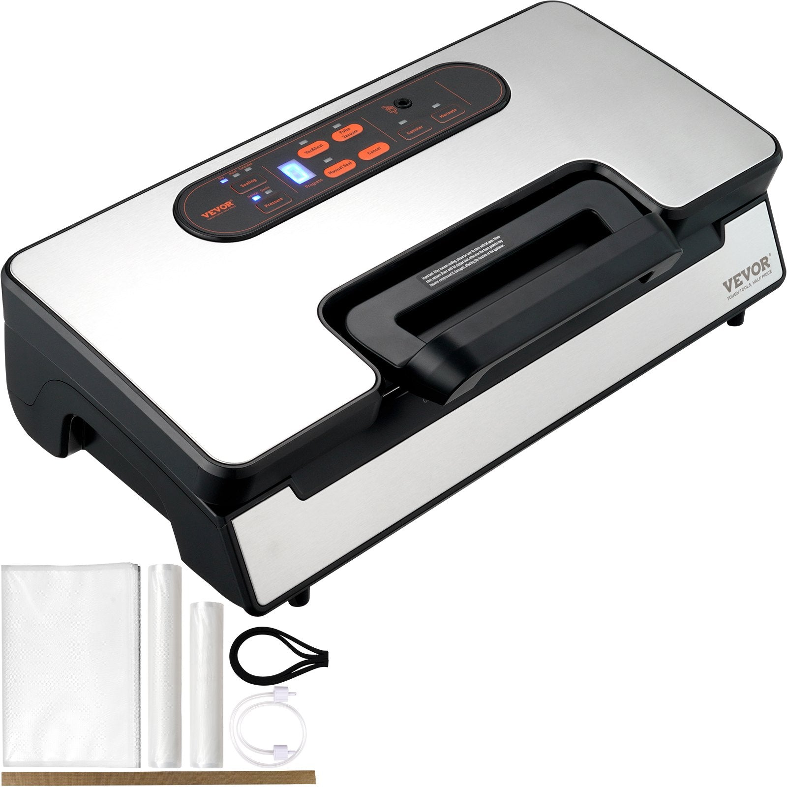 Vacuum Sealer Machine, 90Kpa 130W Powerful Dual Pump and Dual Sealing, Dry and Moist Food Storage, Automatic and Manual Air Sealing System with Built-in Cutter, with Seal Bag and External Hose