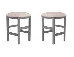 Light Gray Set of 2pc Stools Kitchen Dining Room Furniture Beige Fabric Cushion Seat Chairs Stool