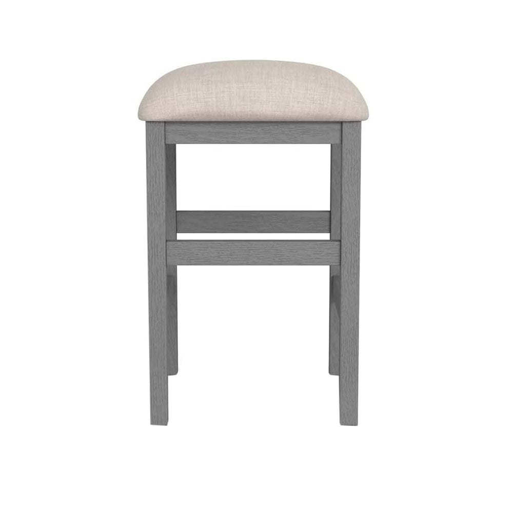 Light Gray Set of 2pc Stools Kitchen Dining Room Furniture Beige Fabric Cushion Seat Chairs Stool