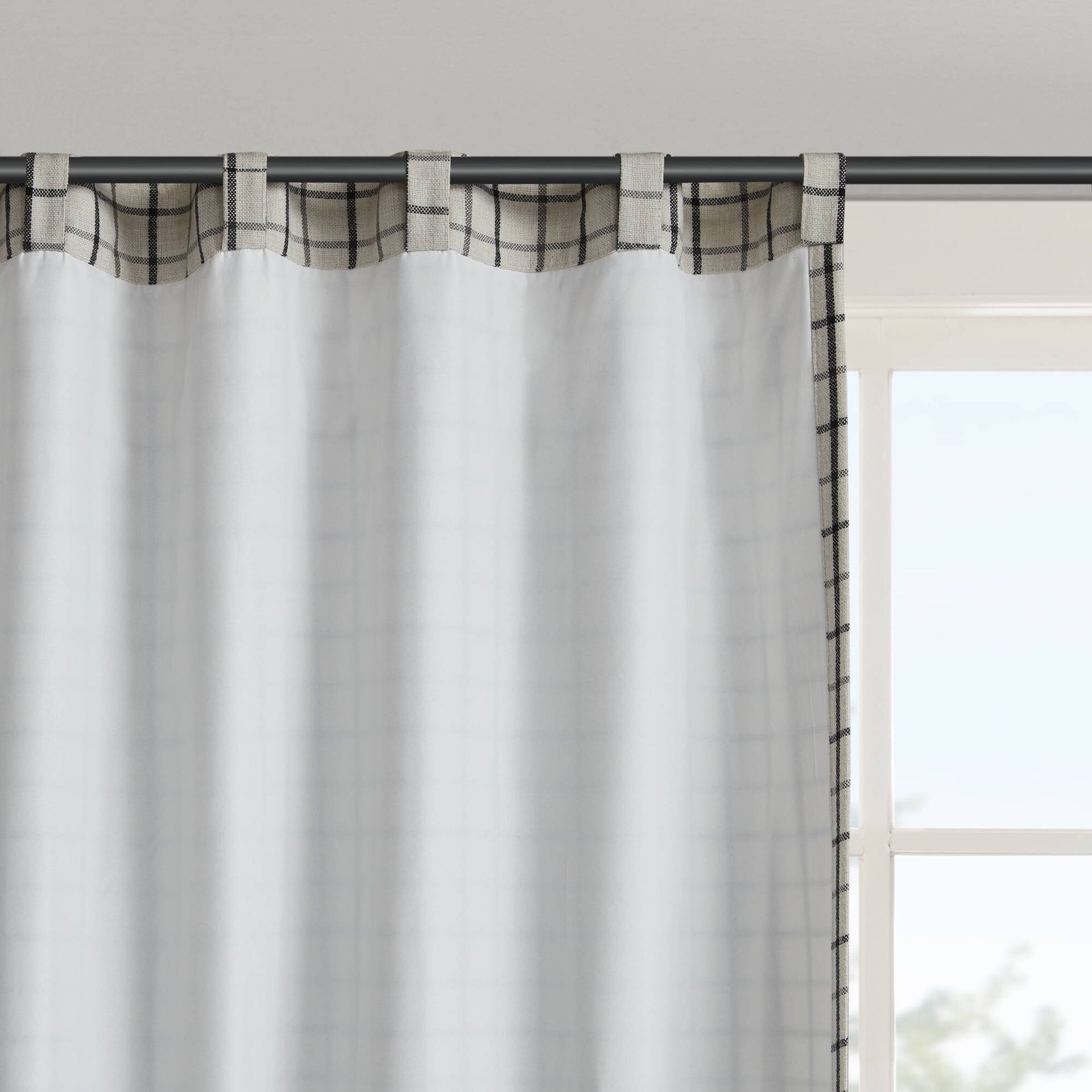 1PC 50x95" Plaid Rod Pocket and Back Tab Curtain Panel with Fleece Lining
