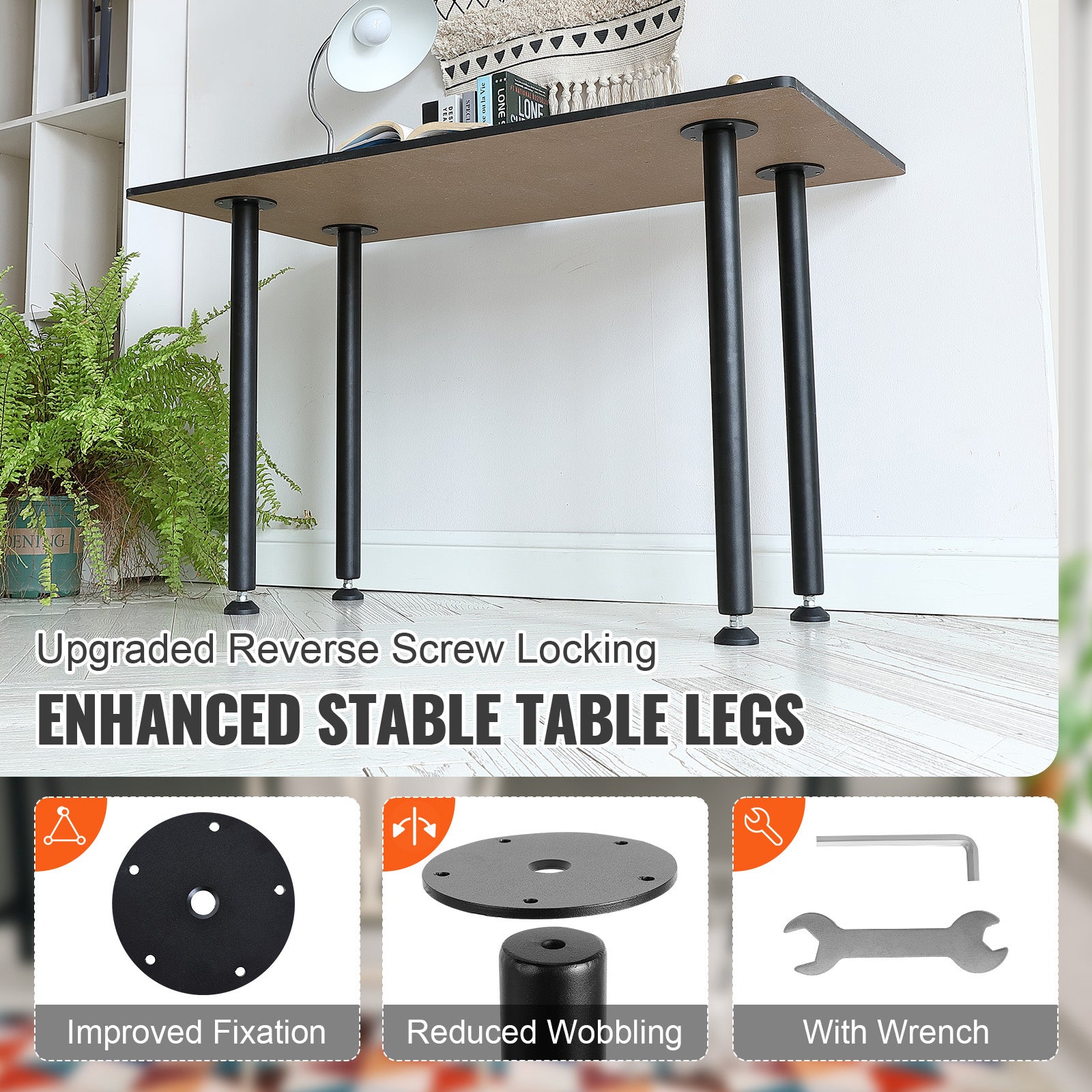 28 Inch Adjustable Desk Legs, Reinforced Steel Office Table Furniture legs Set of 4 for DIY, 1200 lbs Load Capacity Heavy Duty Desk Legs, Quick Instalation Legs with Adjustable Foot Cup Black
