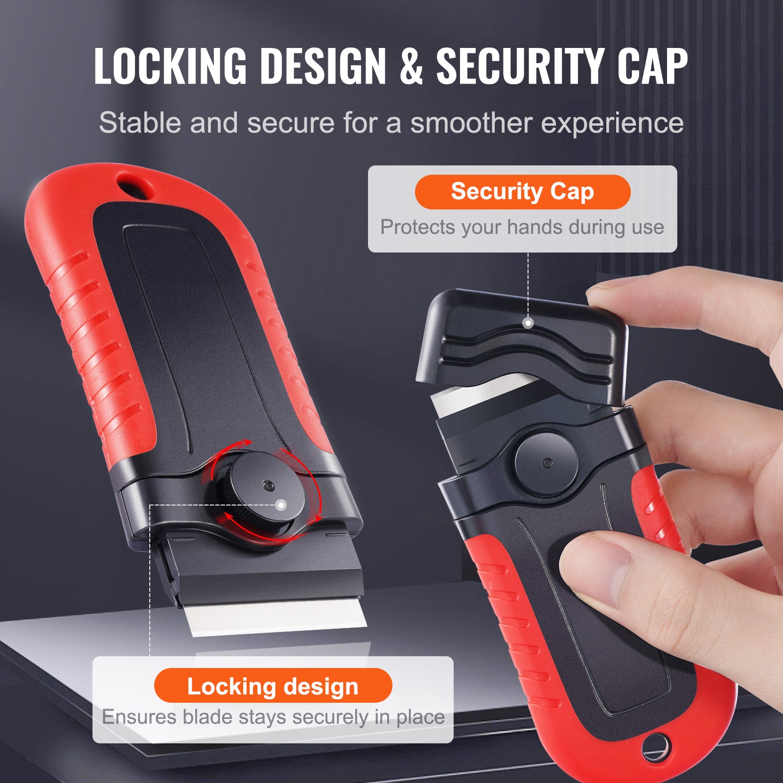 Razor Blade Scraper Locking Scraper Tool 15 Extra Blades with Security Cap
