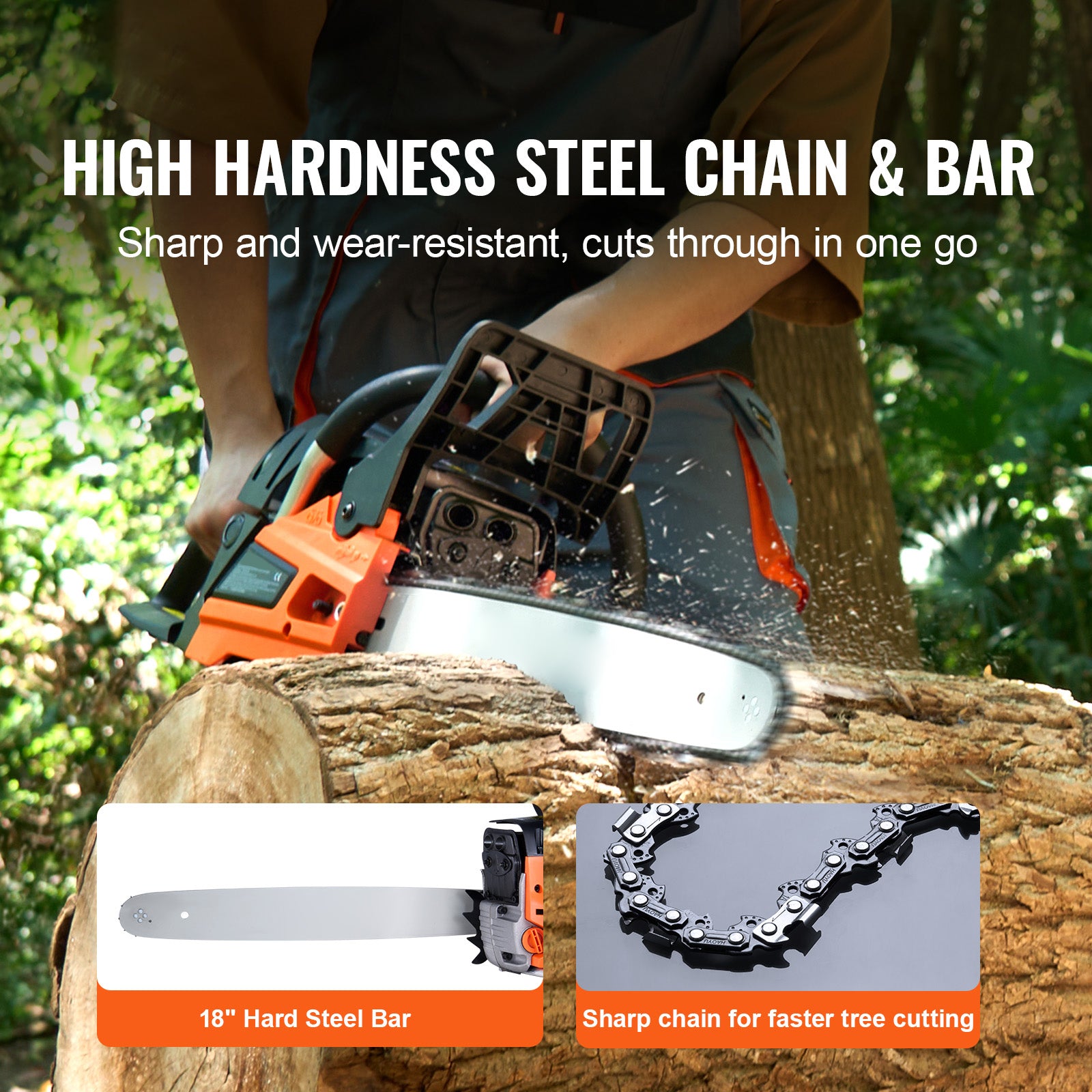 52CC 18" Gasoline Chainsaw Gas Powered Wood Cutting Engine Gas Chain Saw