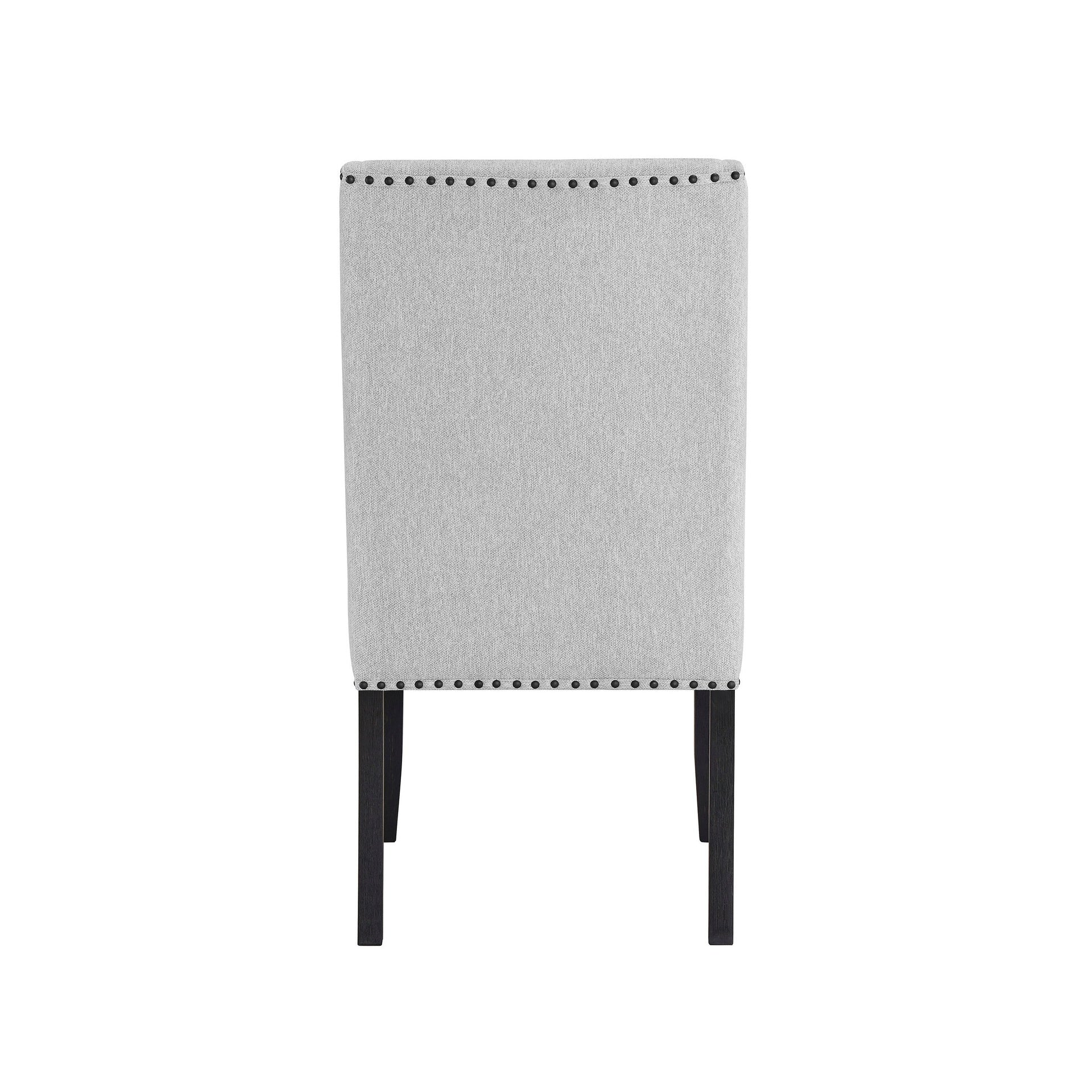 Vinz Dining Side Chair Set of 2, Light Gray Cotton Polyester, Black Legs