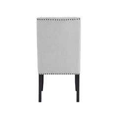 Vinz Dining Side Chair Set of 2, Light Gray Cotton Polyester, Black Legs