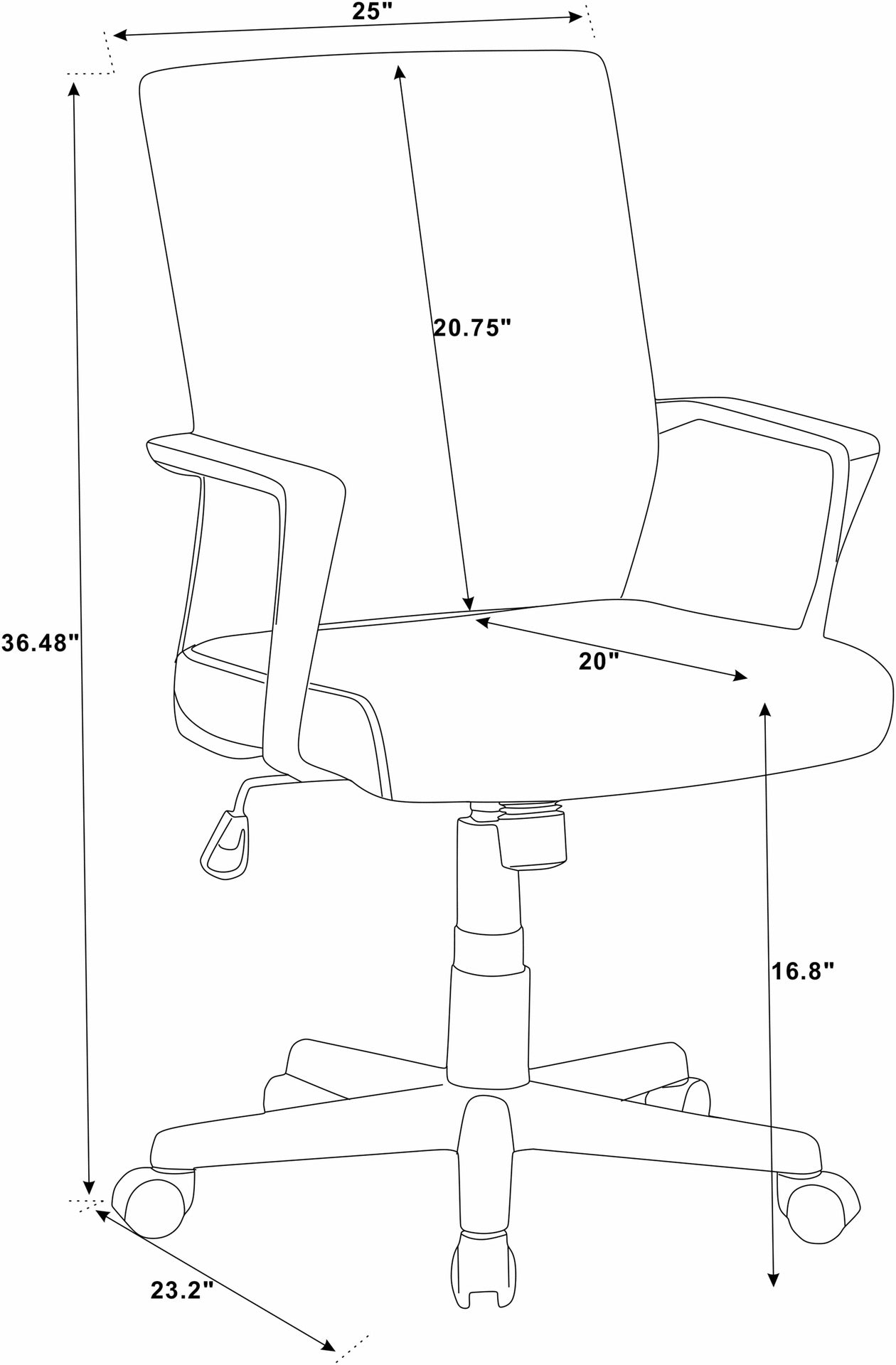 Height Adjustable Office/Task Chair with Armrest