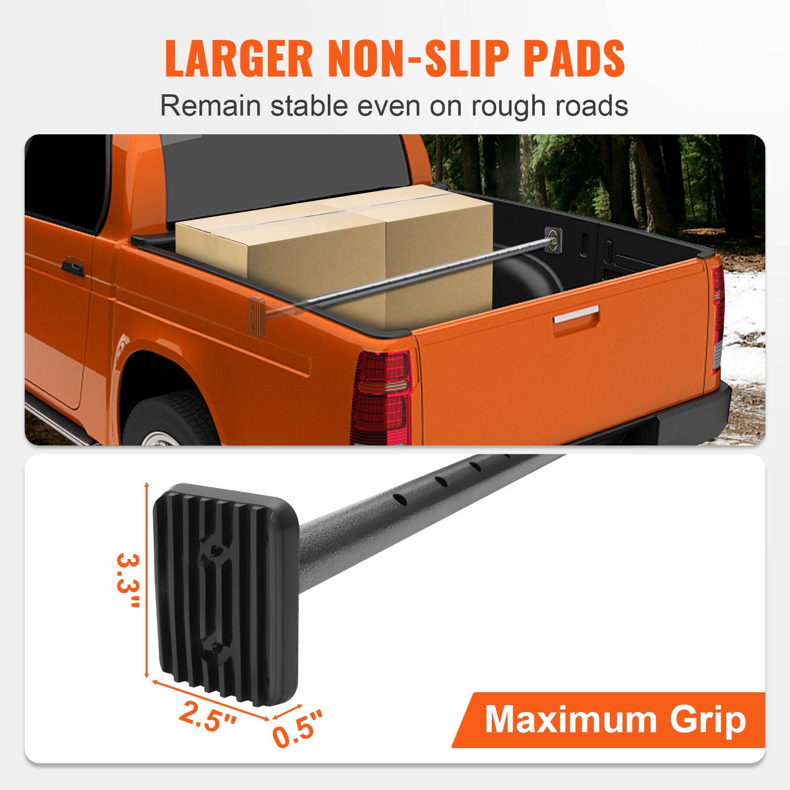 Cargo Bar, Truck Bed Bar Adjustable from 40" to 73", Heavy-duty Steel Cargo Stabilizer Bar with 220 lbs Capacity, Truck Load Bar Stop Sliding for Pickup Truck Bed, SUV, Minitruck