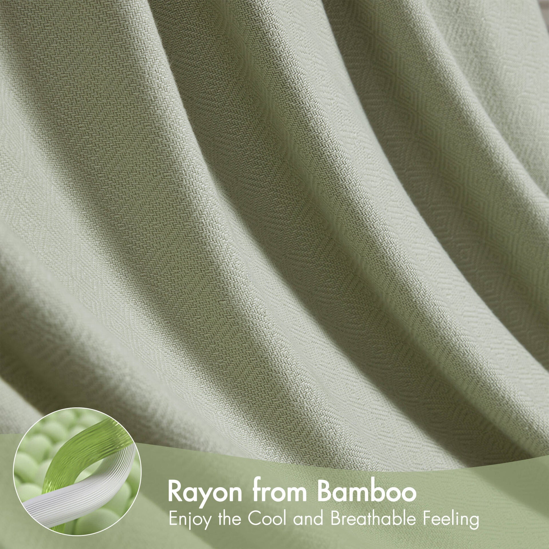 1-Piece King Rayon from Bamboo Cotton Blanket, Sage Green
