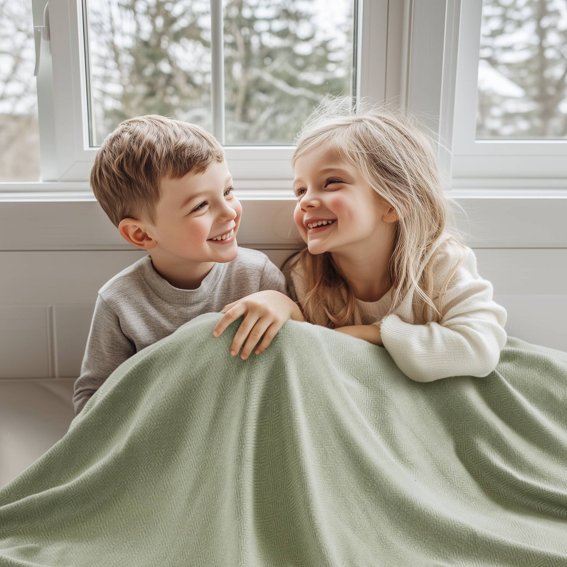 1-Piece King Rayon from Bamboo Cotton Blanket, Sage Green