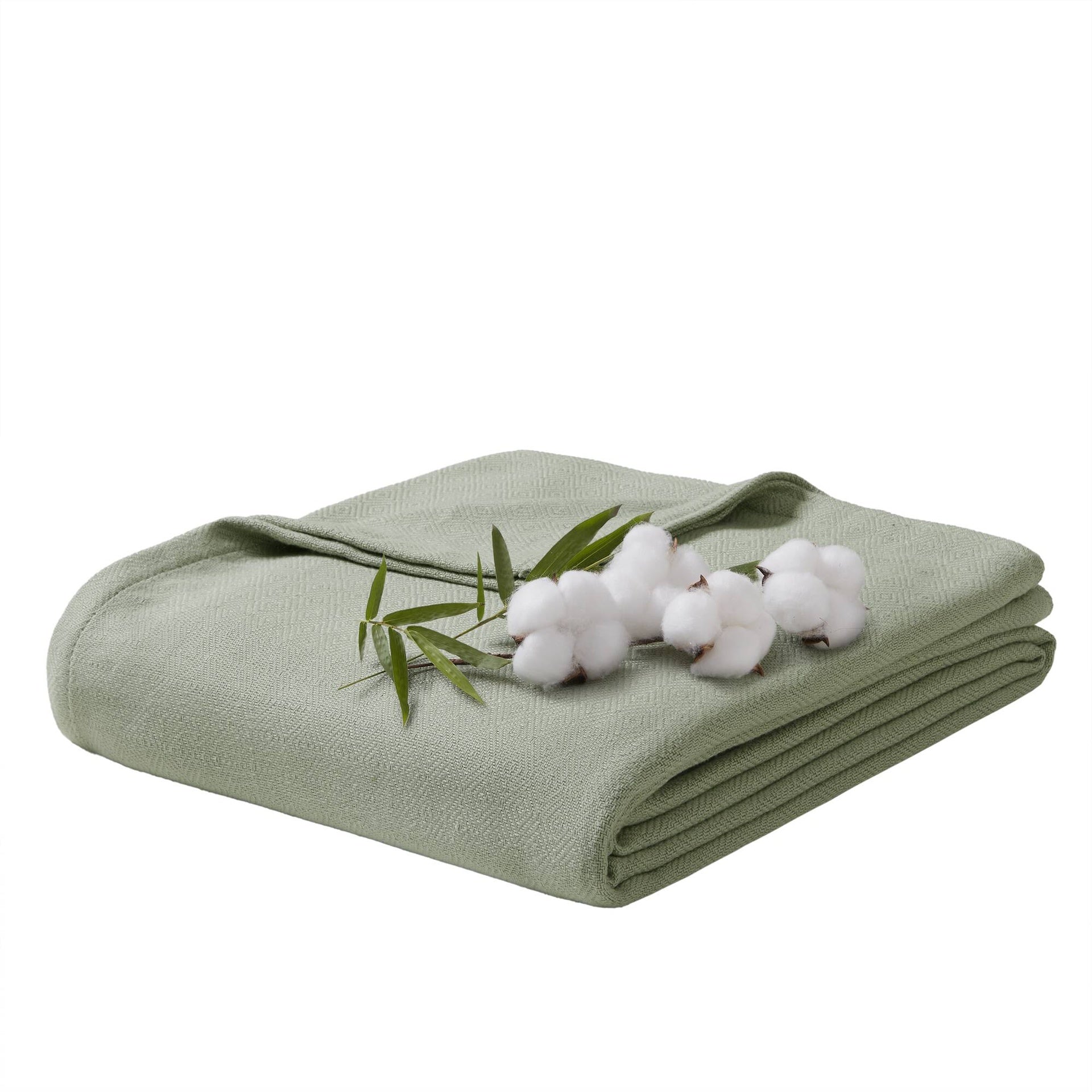 1-Piece King Rayon from Bamboo Cotton Blanket, Sage Green