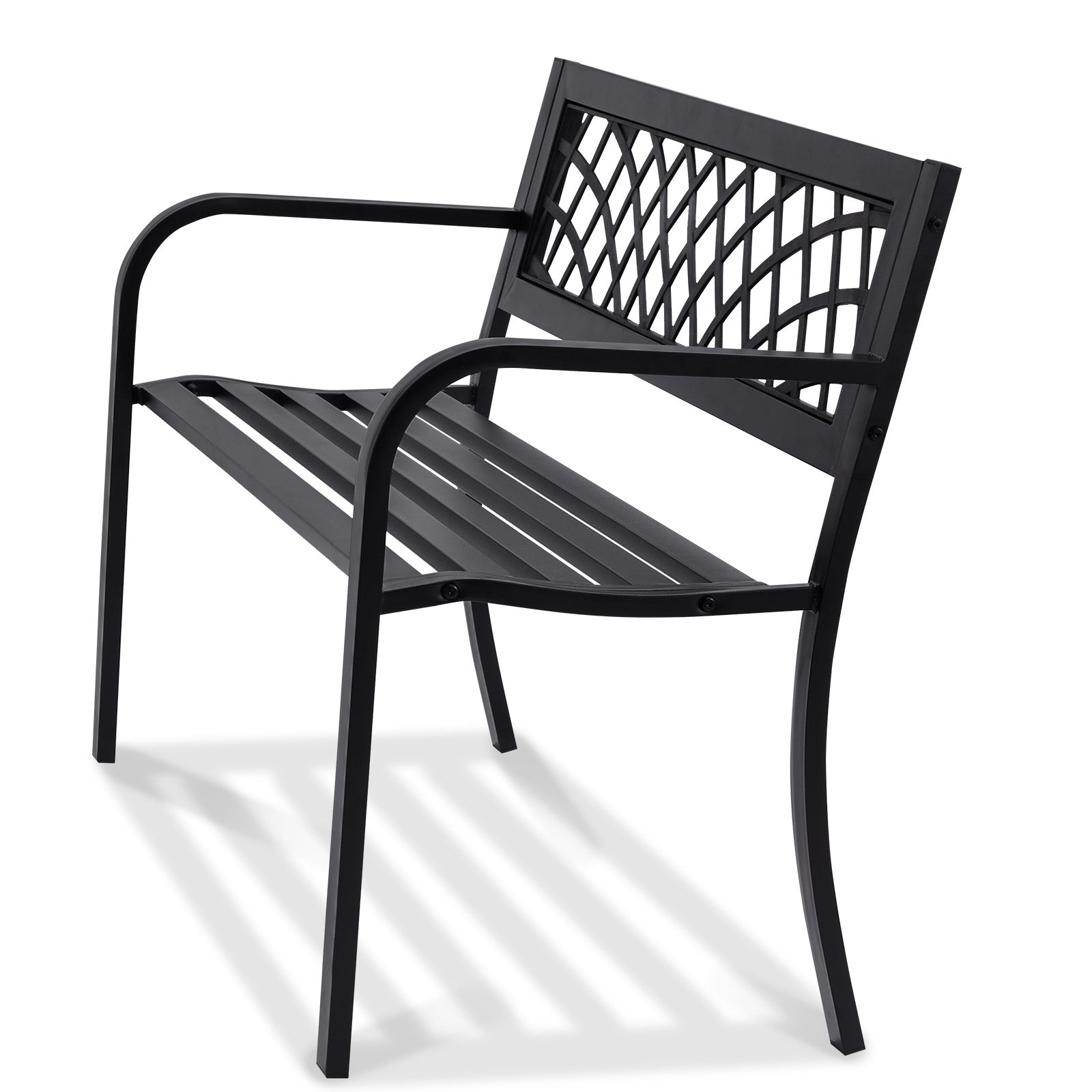 Outdoor Bench,46 inches Metal Garden Bench for Outdoors, 480 lbs Load Capacity Bench,  Outdoor Garden Park Bench with Backrest and Armrests, Patio Bench for Garden, Park, Yard, Front Porch