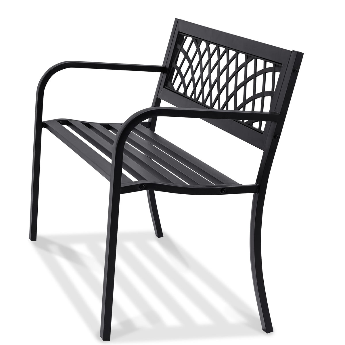 Outdoor Bench,46 inches Metal Garden Bench for Outdoors, 480 lbs Load Capacity Bench,  Outdoor Garden Park Bench with Backrest and Armrests, Patio Bench for Garden, Park, Yard, Front Porch