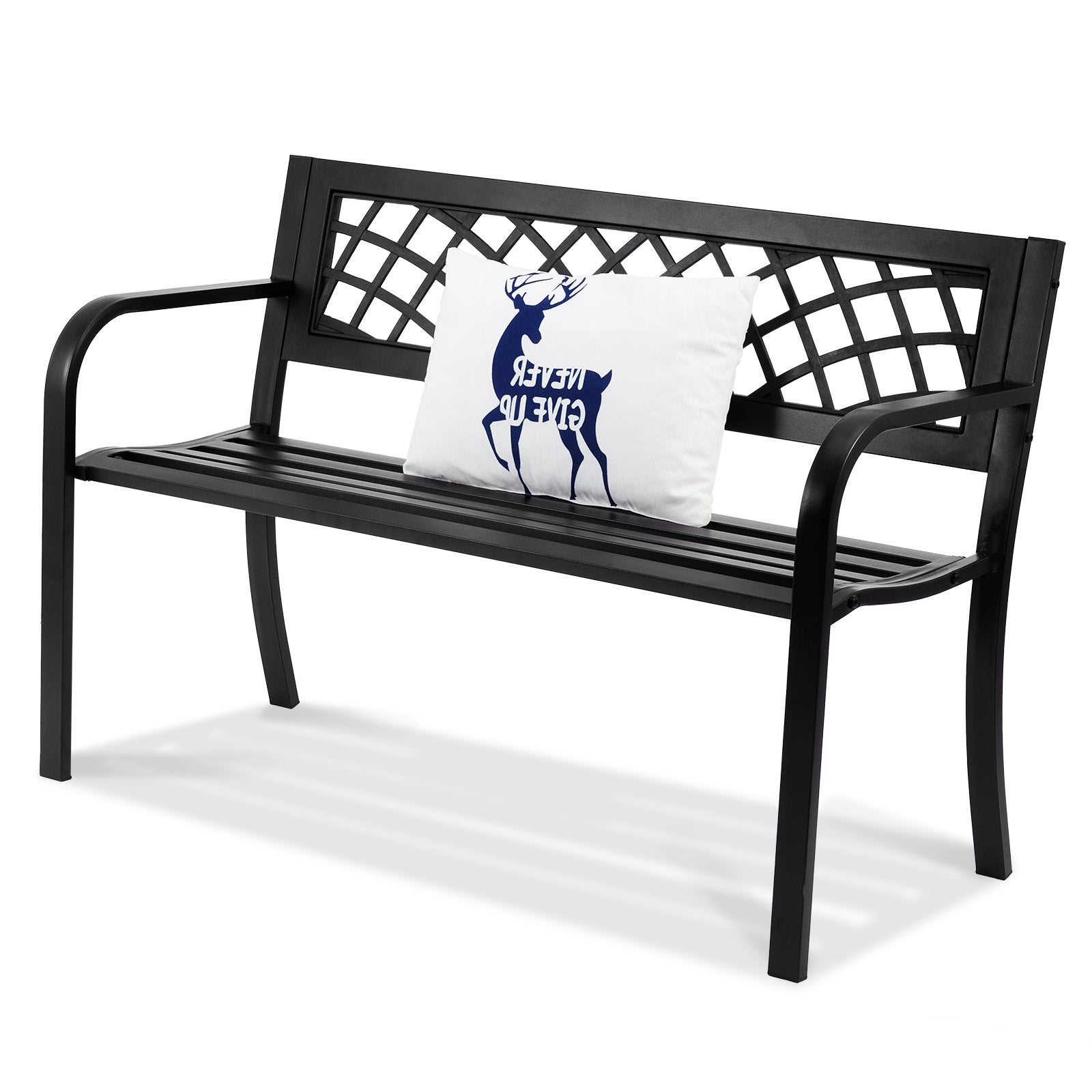 Outdoor Bench,46 inches Metal Garden Bench for Outdoors, 480 lbs Load Capacity Bench,  Outdoor Garden Park Bench with Backrest and Armrests, Patio Bench for Garden, Park, Yard, Front Porch
