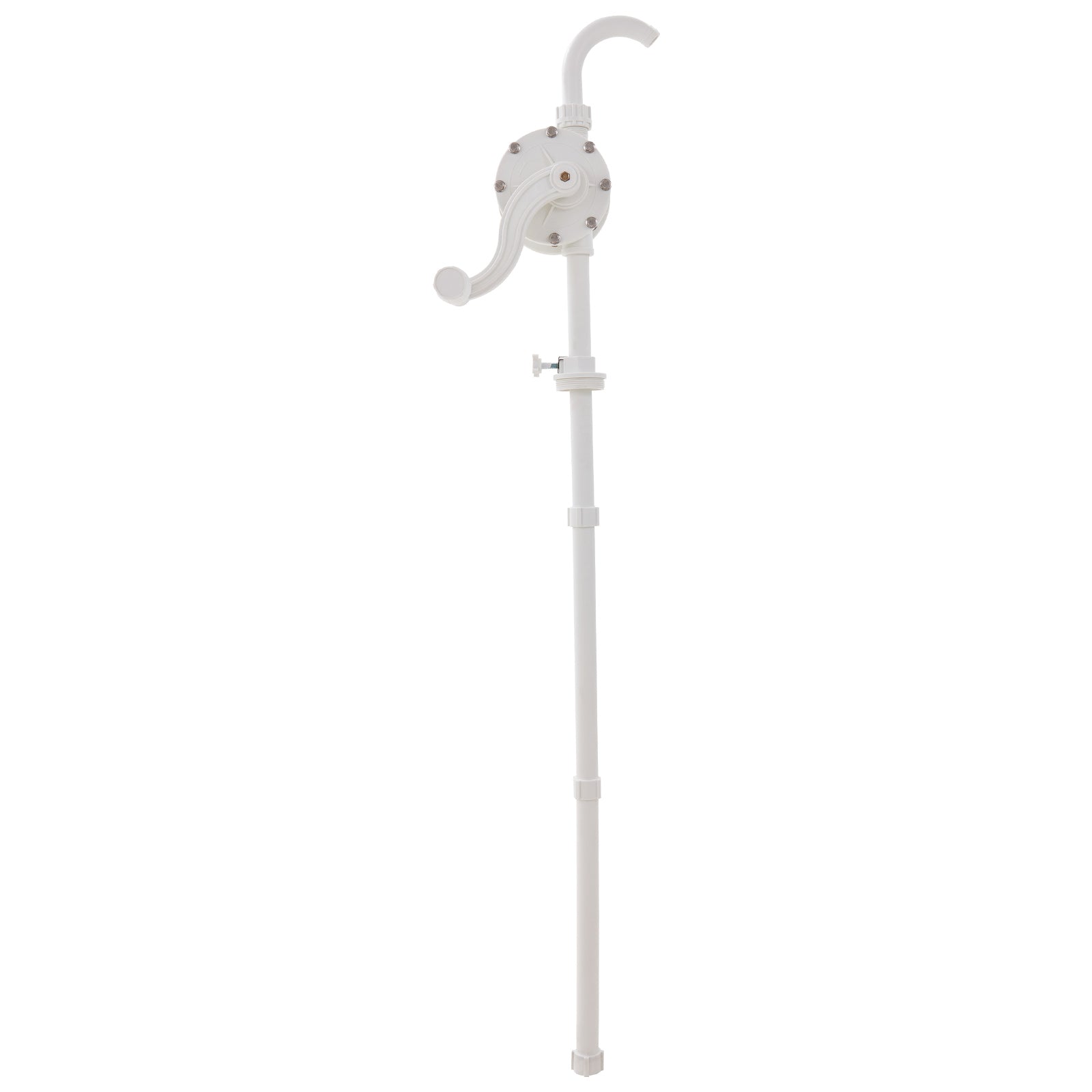 Drum Pump, 6.5 GPM Flow, Rotary Barrel Pump Hand Crank, Fits 5 to 55 Gallon Drums with 3-Section Suction Tube Assembly and Hose, Designed for Fast Transfer of Water, Alcohol, Corrosive Liquids