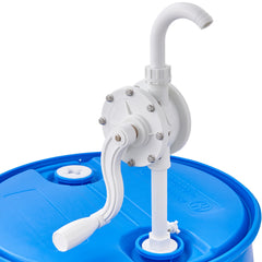 Drum Pump, 6.5 GPM Flow, Rotary Barrel Pump Hand Crank, Fits 5 to 55 Gallon Drums with 3-Section Suction Tube Assembly and Hose, Designed for Fast Transfer of Water, Alcohol, Corrosive Liquids