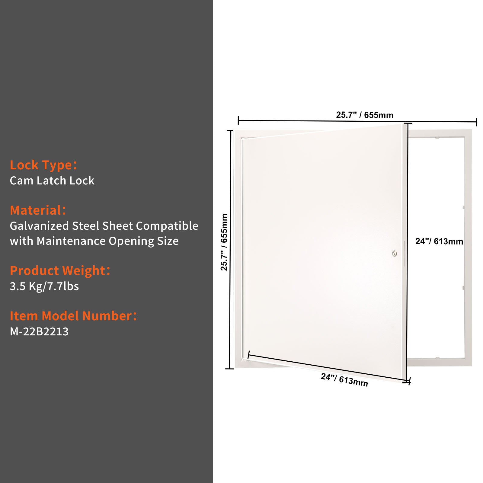 Access Panel for Drywall & Ceiling, 24 x 24 Inch Plumbing Access Panels, Reinforced Access Door, Heavy-Duty Steel Wall Hole Cover, Easy Install Removable Hinged Panel for Wiring & Cables, Silver