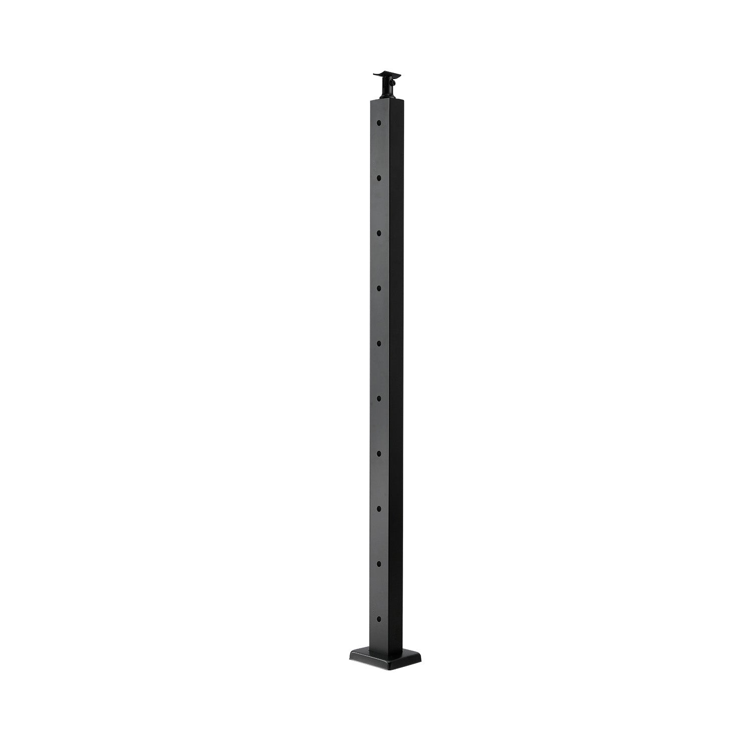1-Pack Cable Railing Post, 36x2x2 In Horizontal-Hole Deck Railing Post with Pre-Drilled Holes, Stainless Steel Cable Rail Post with Horizontal and Curved Bracket, Black, 1JZLGZXHS9148RVYS001V0