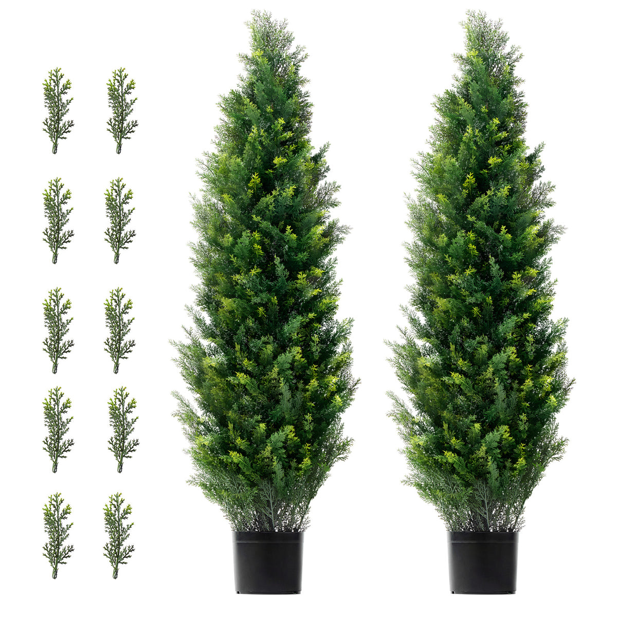2 Pack 4' Artificial Cedar Topiary Tree Faux Plant UV Decor In/Outdoor