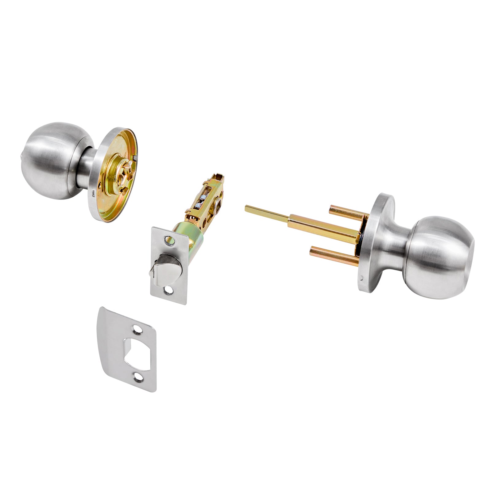 Round Privacy Door Knob for Bedroom Bathroom Satin Nickel Knob Keyed Entry
